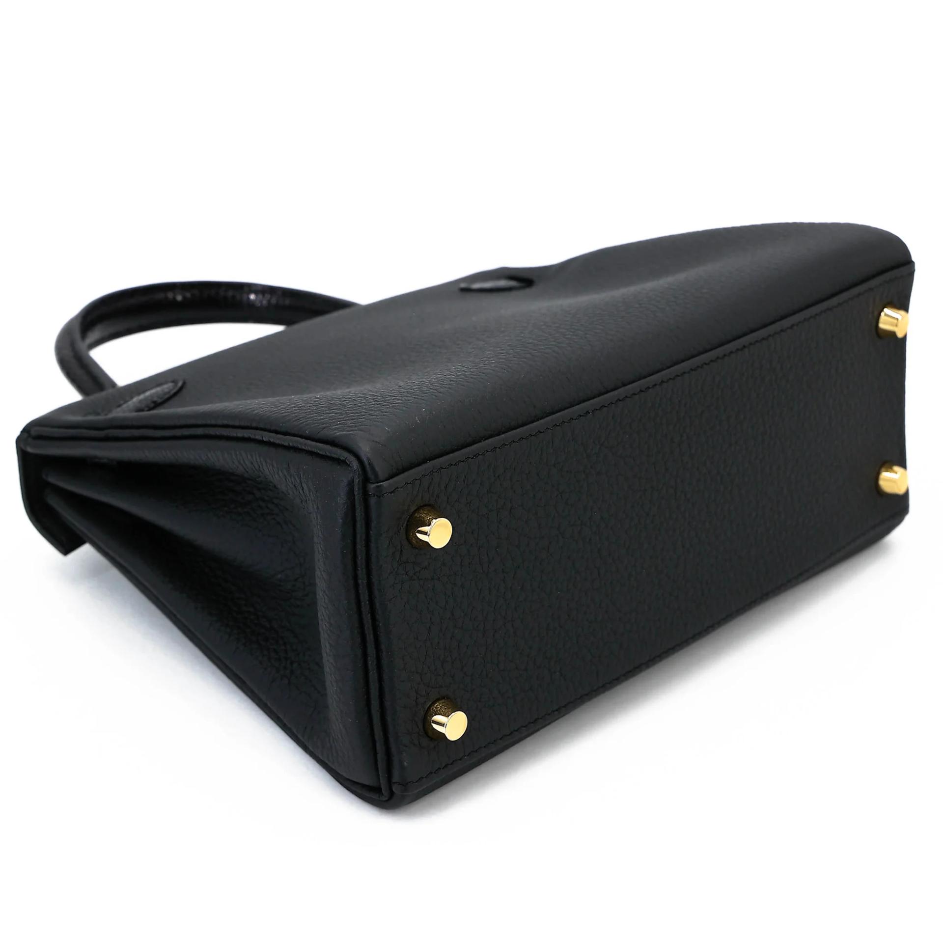 Unused ( Rank NS ) HERMÈS Kelly 25 Touch Noir (89) Lizard Togo Gold hardware B (2023) - 26
