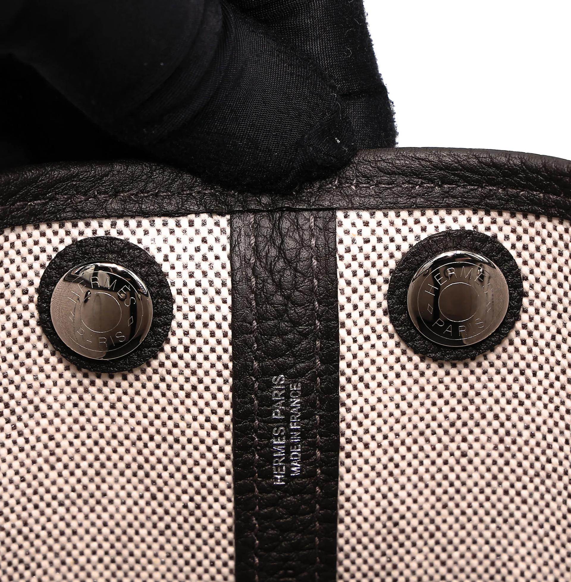 Brand New ( Rank N ) HERMÈS Neo Garden Party 23 Bai Brun（T3） Toile H canvas Swift Palladium hardware G (2026) - 11