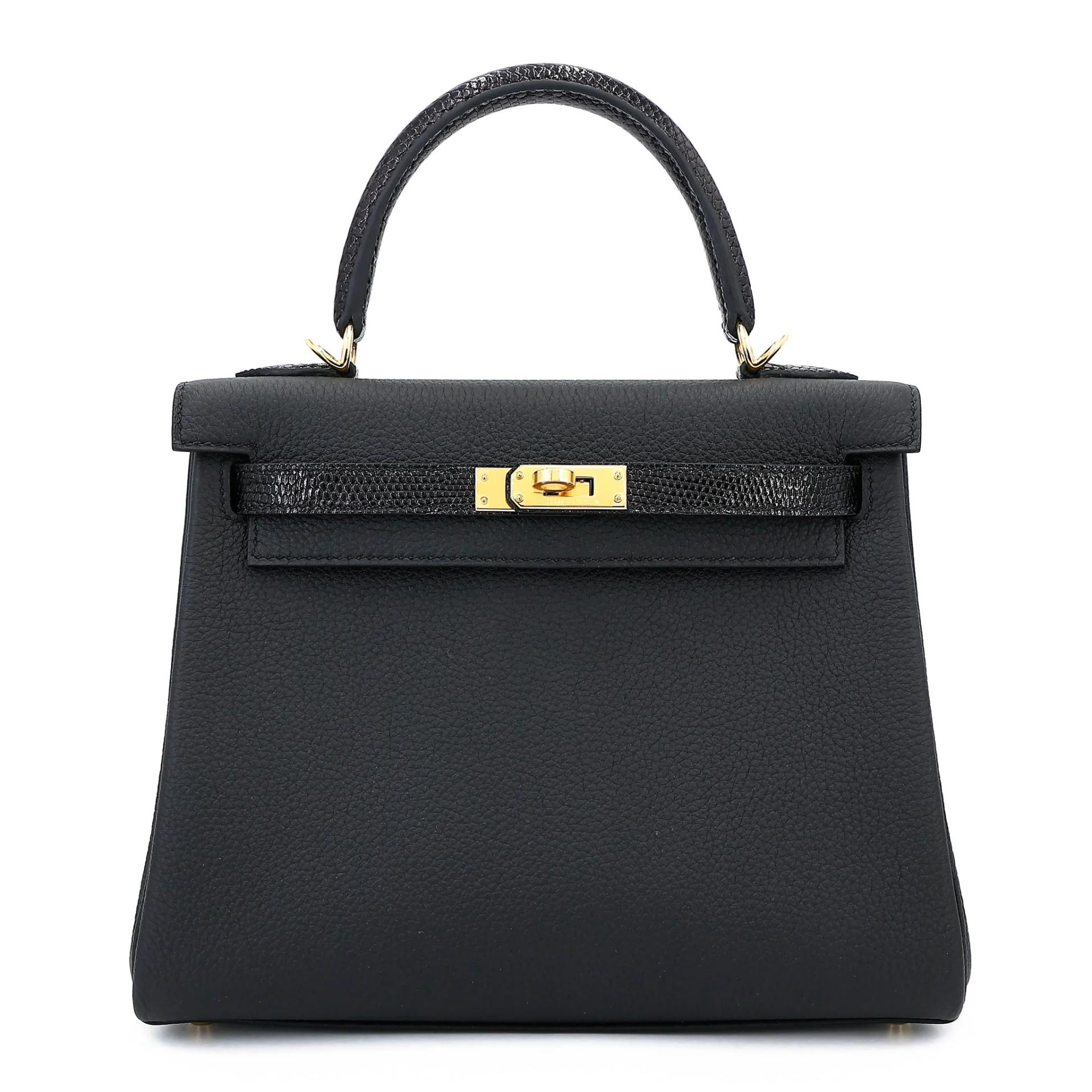 Unused ( Rank NS ) HERMÈS Kelly 25 Touch Noir (89) Lizard Togo Gold hardware B (2023) - 20