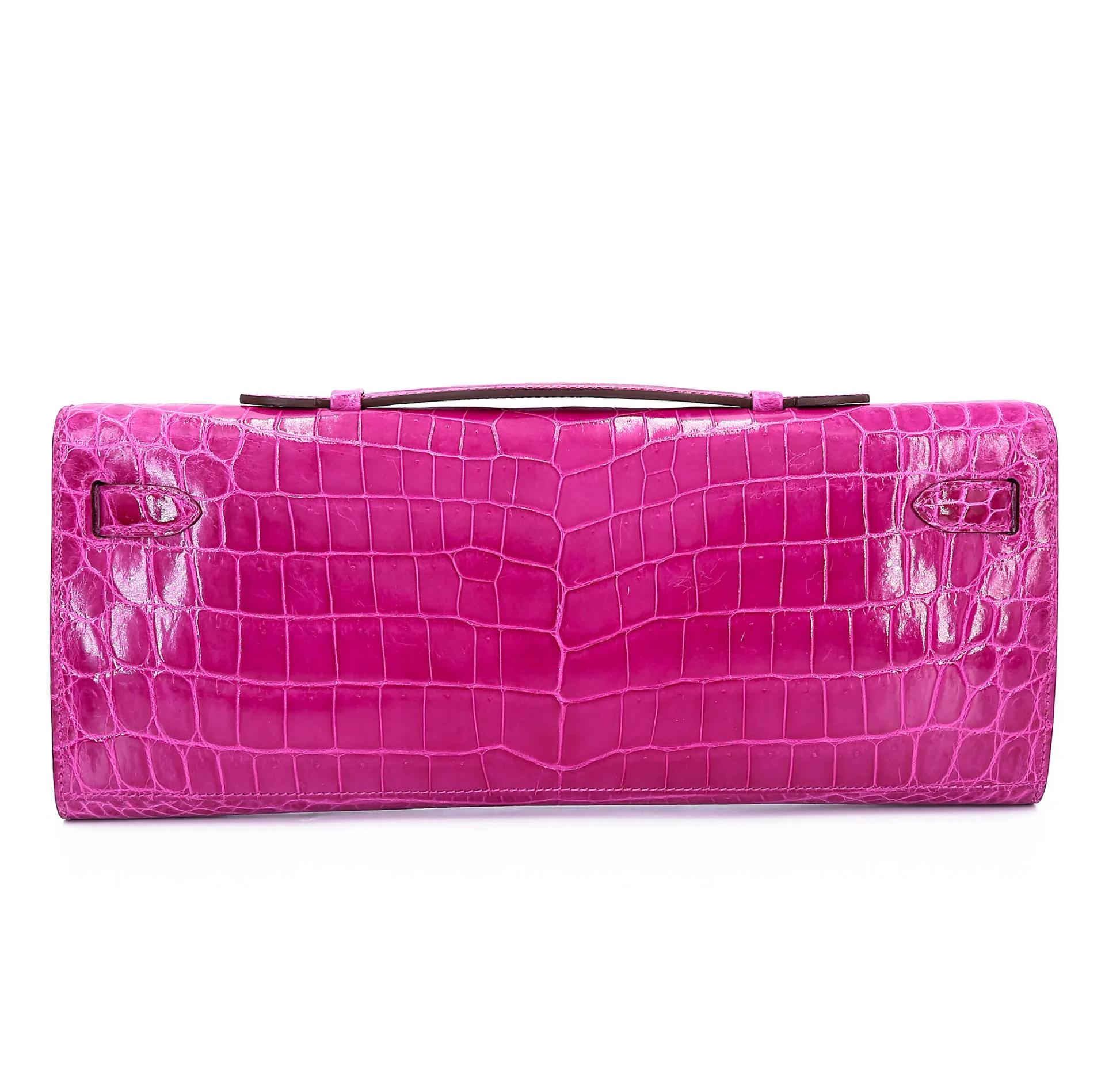 Very Good ( Rank A) HERMÈS Kelly Cut Rose Scheherazade (J5) Shiny Niloticus Crocodile Palladium hardware T (2015) - 2