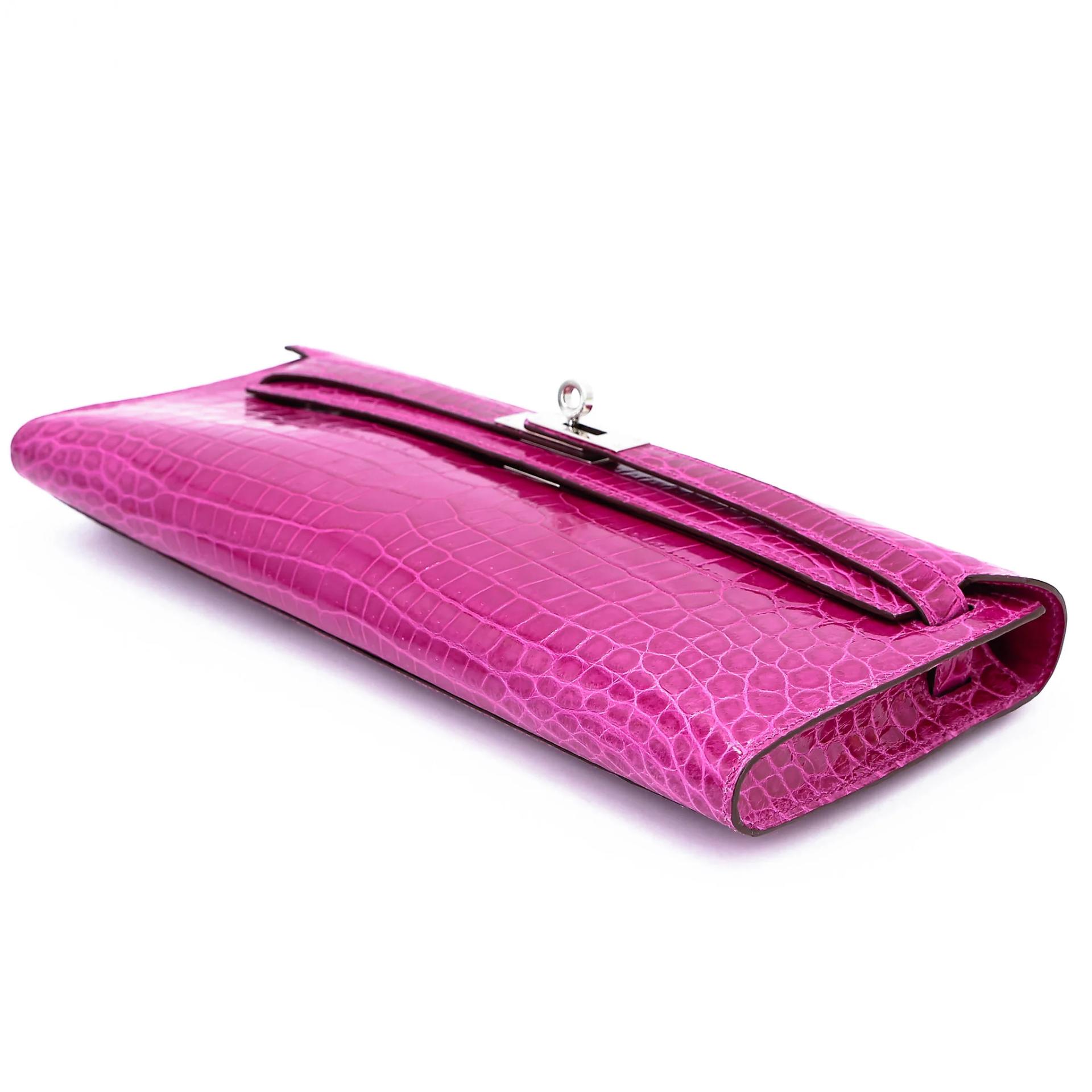 Very Good ( Rank A) HERMÈS Kelly Cut Rose Scheherazade (J5) Shiny Niloticus Crocodile Palladium hardware T (2015) - 4