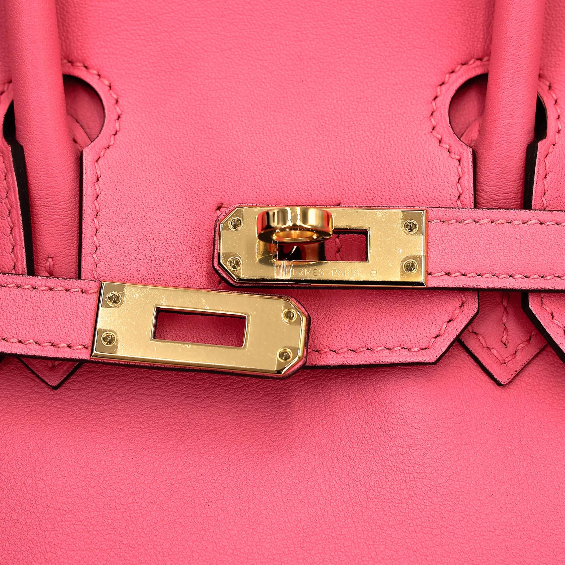 Very Good ( Rank A) HERMÈS Birkin 25 Rose Azalee (8W) Swift Gold hardware A (2017) - 13
