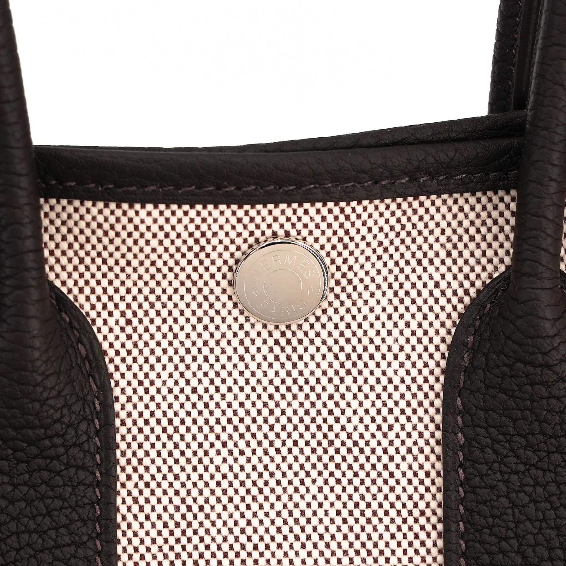 Brand New ( Rank N ) HERMÈS Neo Garden Party 23 Bai Brun（T3） Toile H canvas Swift Palladium hardware G (2026) - 9
