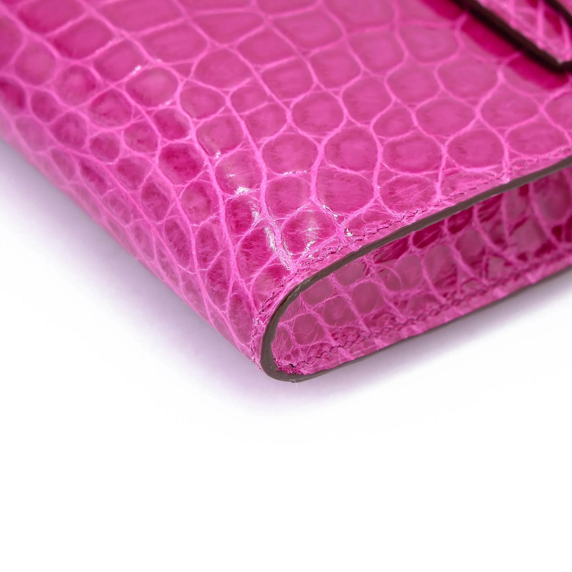 Very Good ( Rank A) HERMÈS Kelly Cut Rose Scheherazade (J5) Shiny Niloticus Crocodile Palladium hardware T (2015) - 8