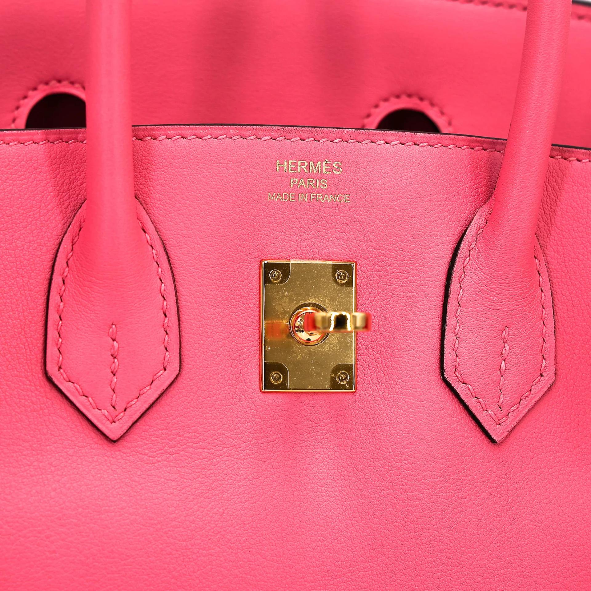 Very Good ( Rank A) HERMÈS Birkin 25 Rose Azalee (8W) Swift Gold hardware A (2017) - 15