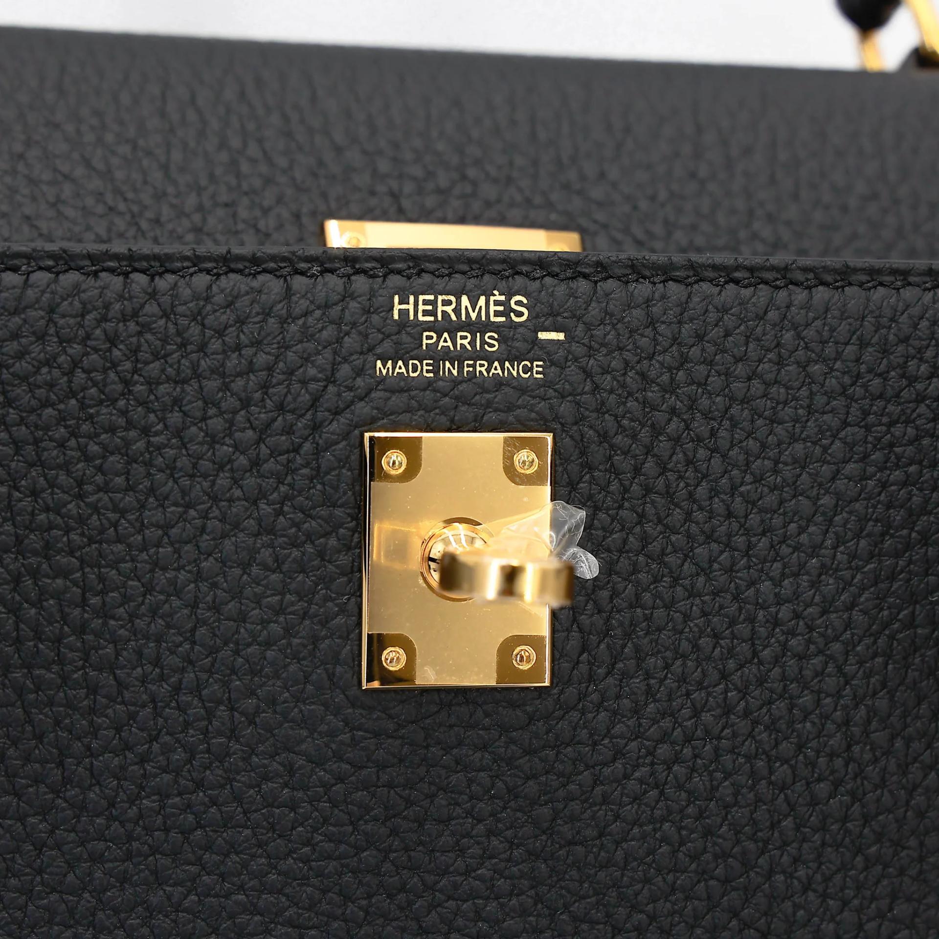 Unused ( Rank NS ) HERMÈS Kelly 25 Touch Noir (89) Lizard Togo Gold hardware B (2023) - 32