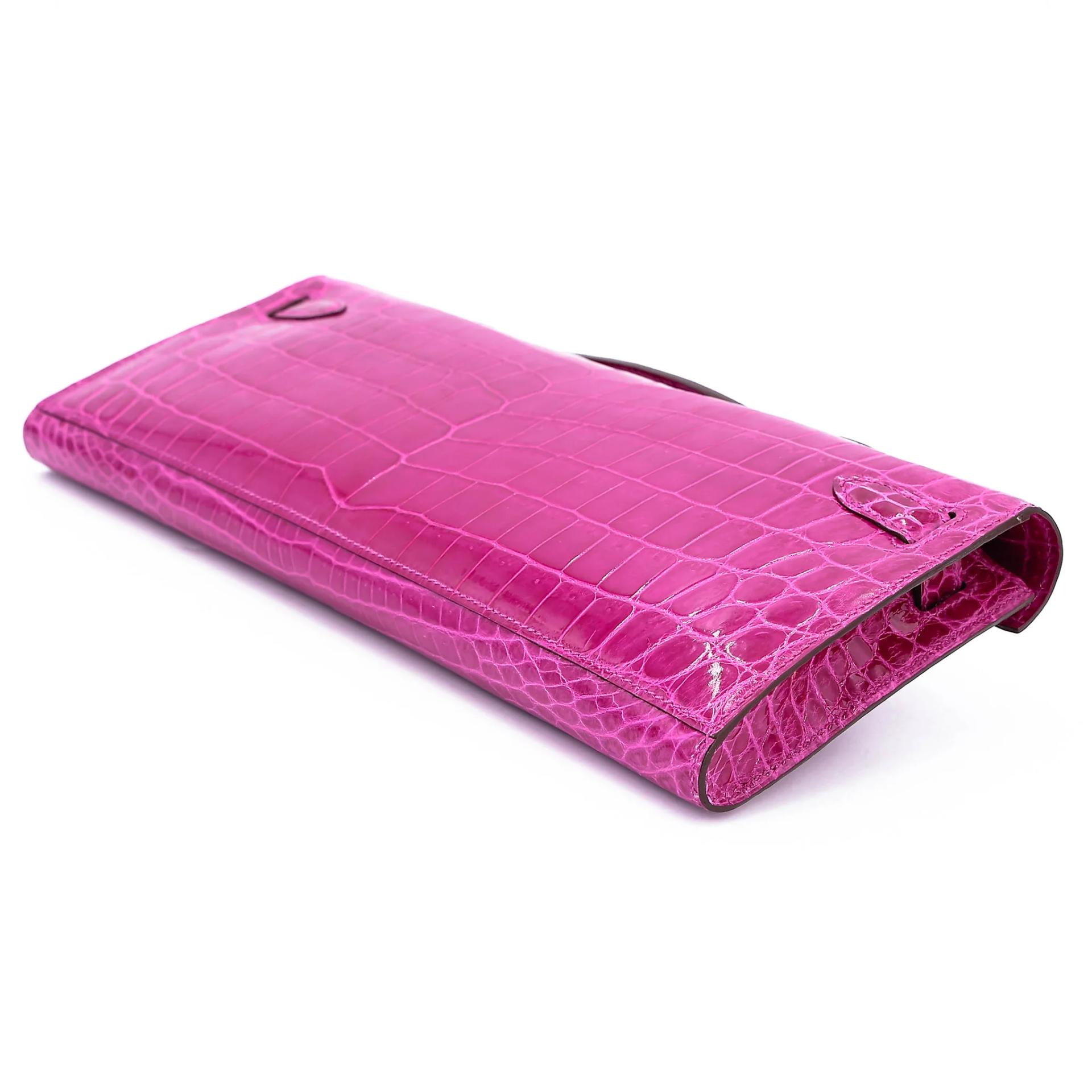 Very Good ( Rank A) HERMÈS Kelly Cut Rose Scheherazade (J5) Shiny Niloticus Crocodile Palladium hardware T (2015) - 6