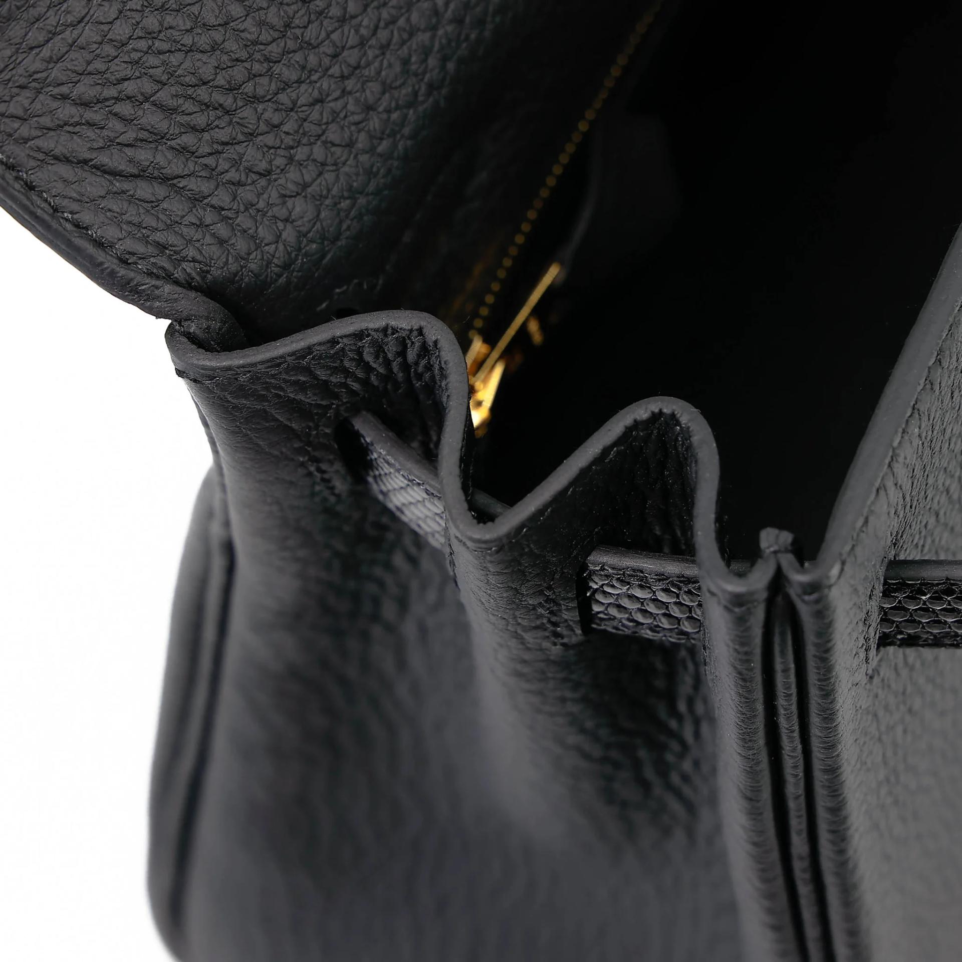 Unused ( Rank NS ) HERMÈS Kelly 25 Touch Noir (89) Lizard Togo Gold hardware B (2023) - 36