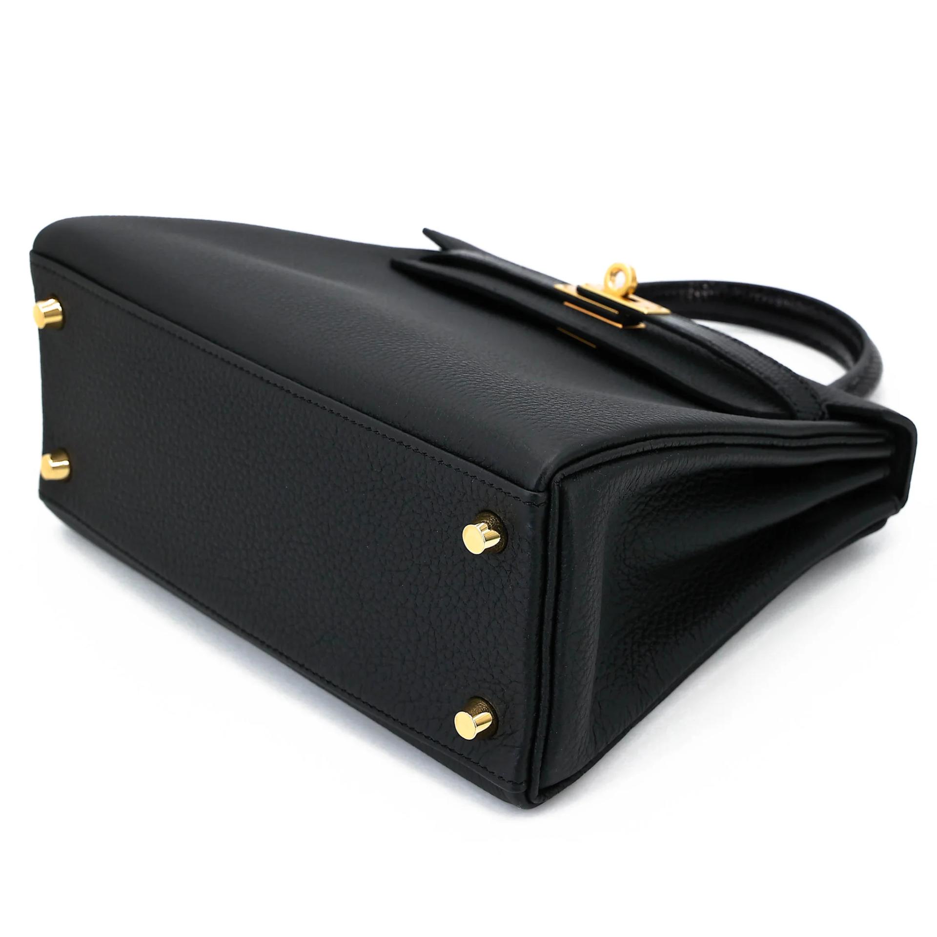 Unused ( Rank NS ) HERMÈS Kelly 25 Touch Noir (89) Lizard Togo Gold hardware B (2023) - 23