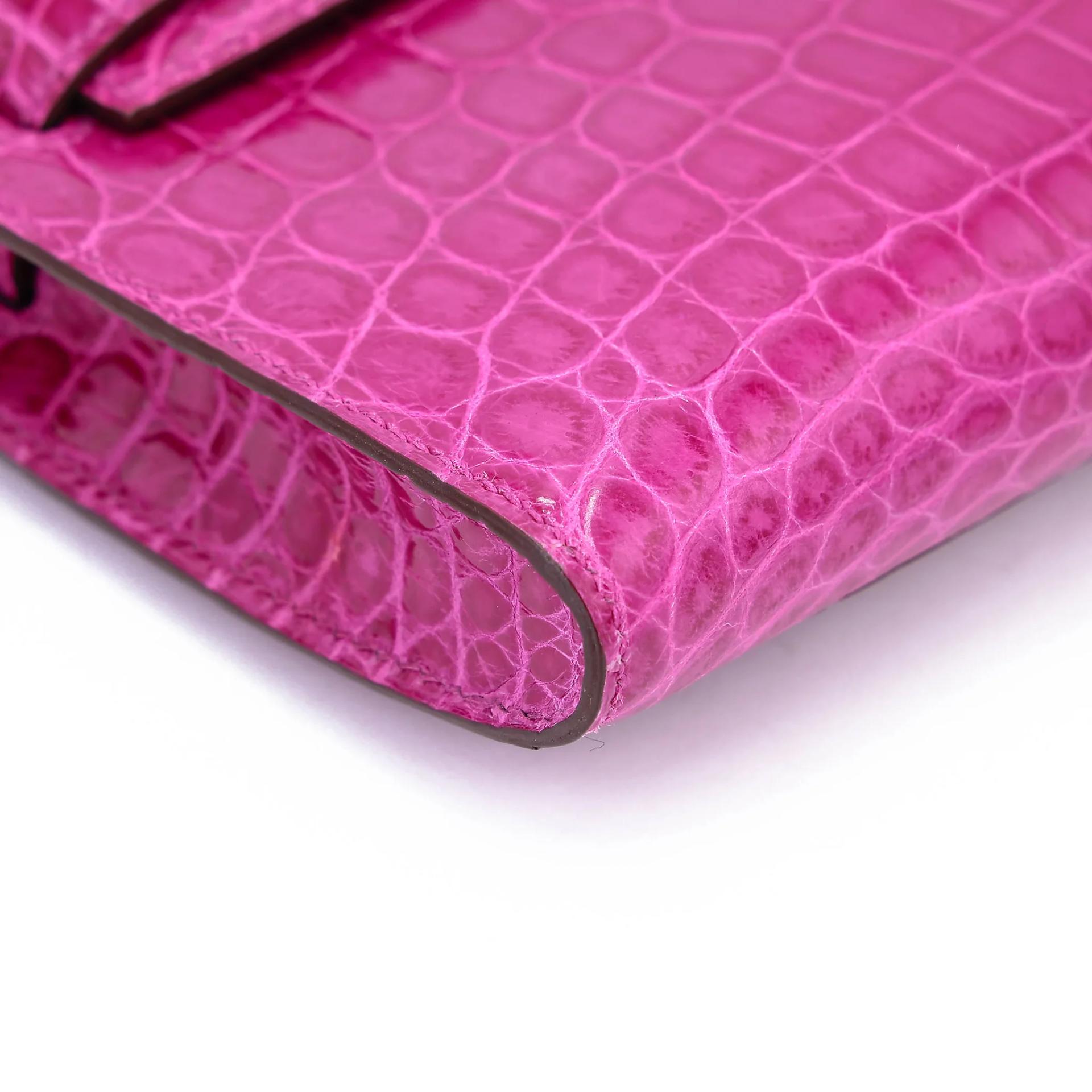 Very Good ( Rank A) HERMÈS Kelly Cut Rose Scheherazade (J5) Shiny Niloticus Crocodile Palladium hardware T (2015) - 9