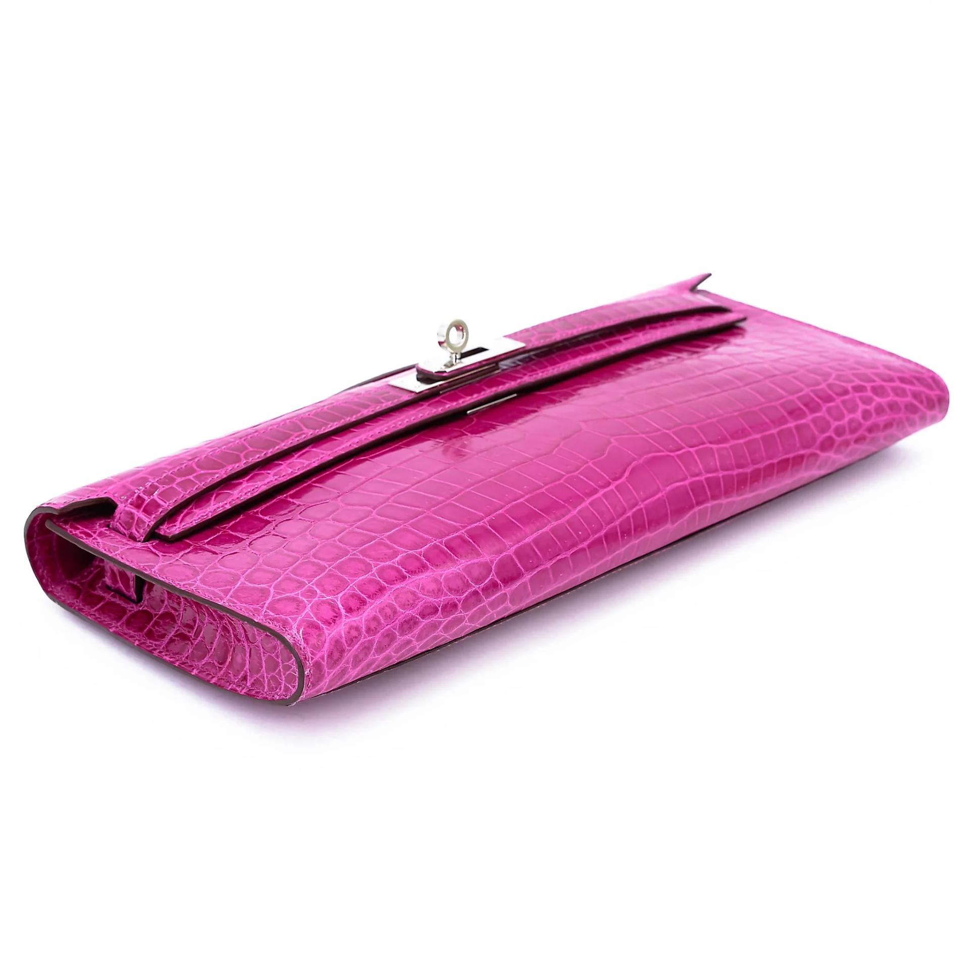 Very Good ( Rank A) HERMÈS Kelly Cut Rose Scheherazade (J5) Shiny Niloticus Crocodile Palladium hardware T (2015) - 5
