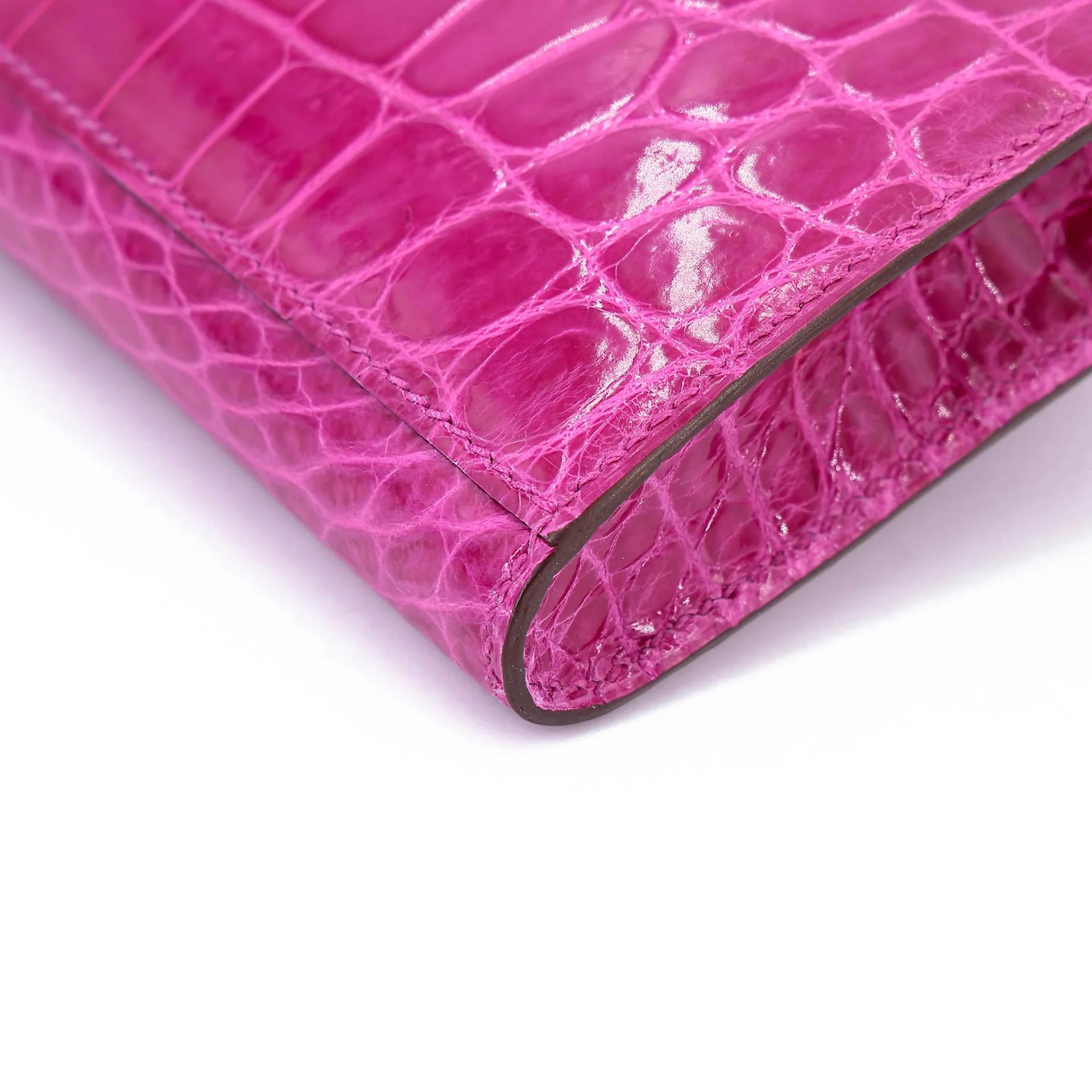 Very Good ( Rank A) HERMÈS Kelly Cut Rose Scheherazade (J5) Shiny Niloticus Crocodile Palladium hardware T (2015) - 10
