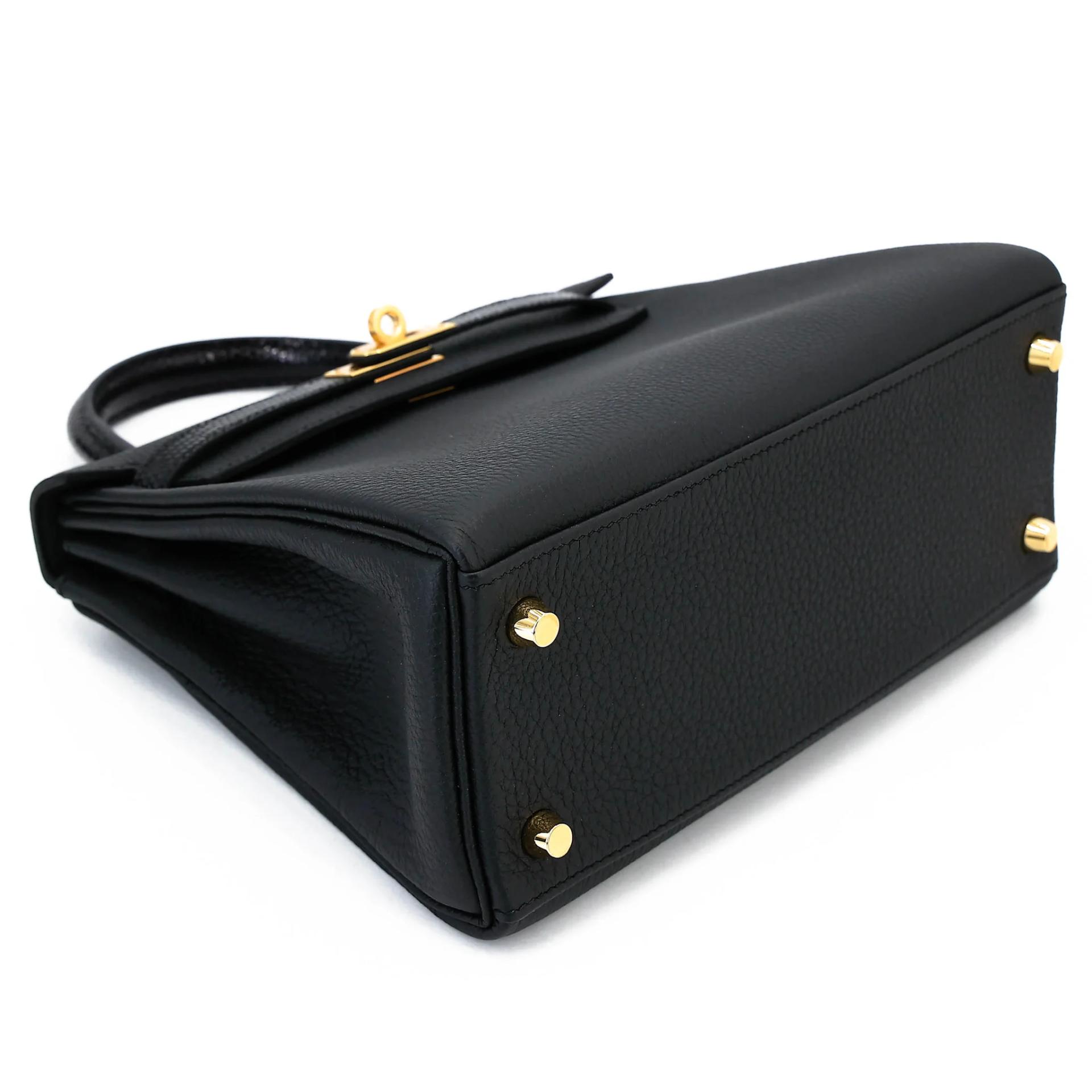 Unused ( Rank NS ) HERMÈS Kelly 25 Touch Noir (89) Lizard Togo Gold hardware B (2023) - 24
