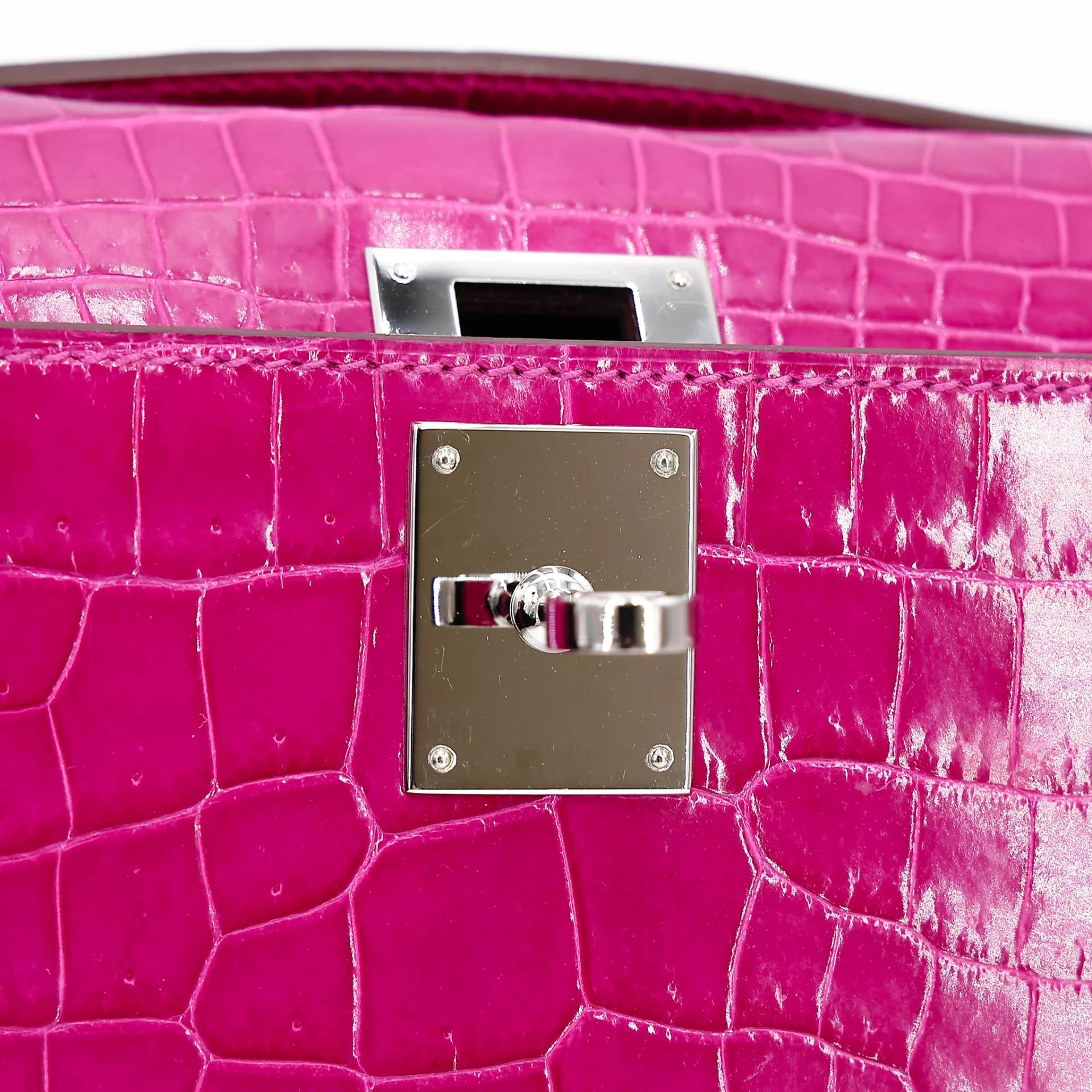 Very Good ( Rank A) HERMÈS Kelly Cut Rose Scheherazade (J5) Shiny Niloticus Crocodile Palladium hardware T (2015) - 20