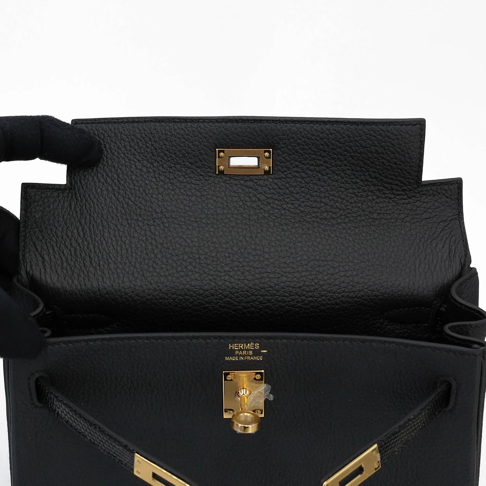 Unused ( Rank NS ) HERMÈS Kelly 25 Touch Noir (89) Lizard Togo Gold hardware B (2023) - 31