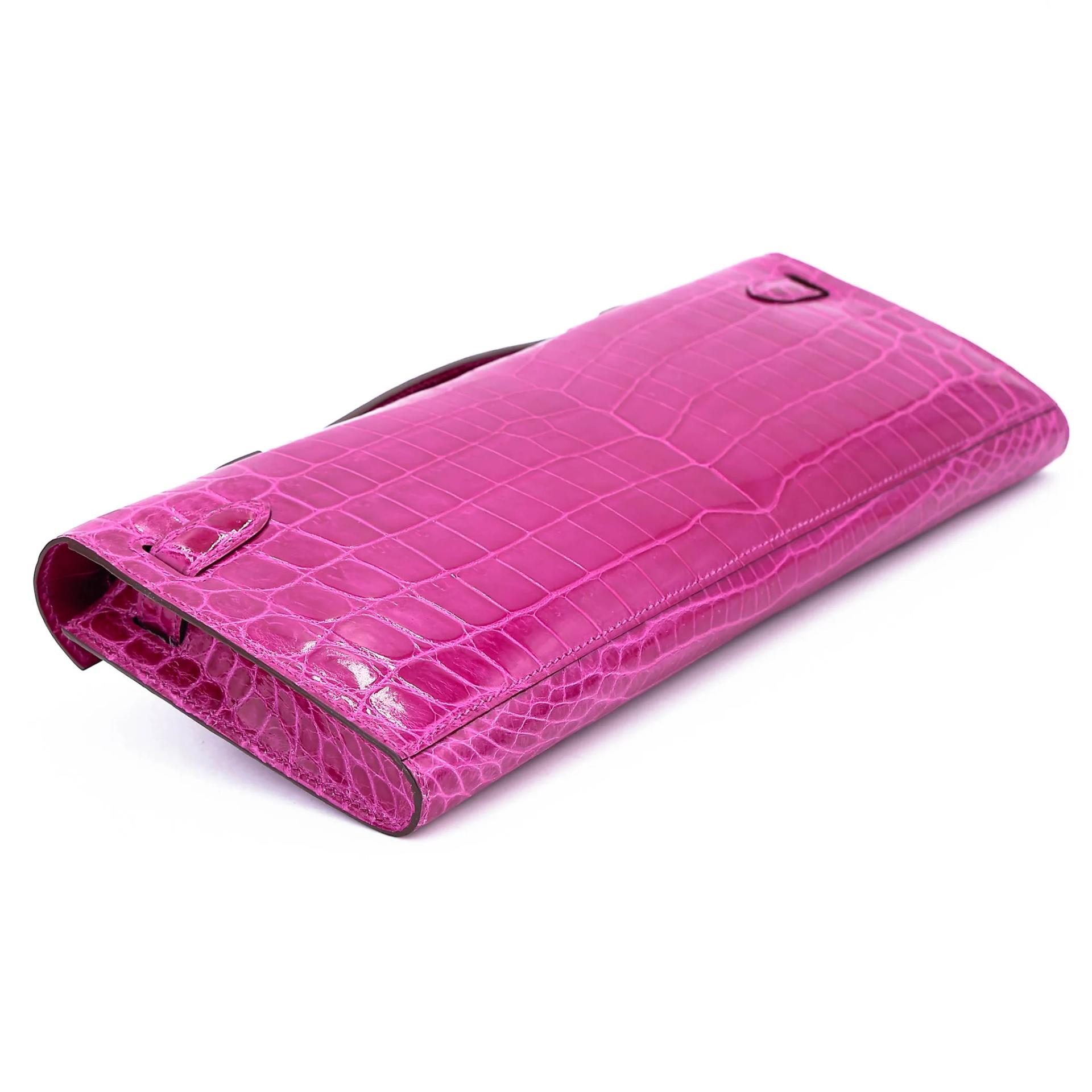 Very Good ( Rank A) HERMÈS Kelly Cut Rose Scheherazade (J5) Shiny Niloticus Crocodile Palladium hardware T (2015) - 7