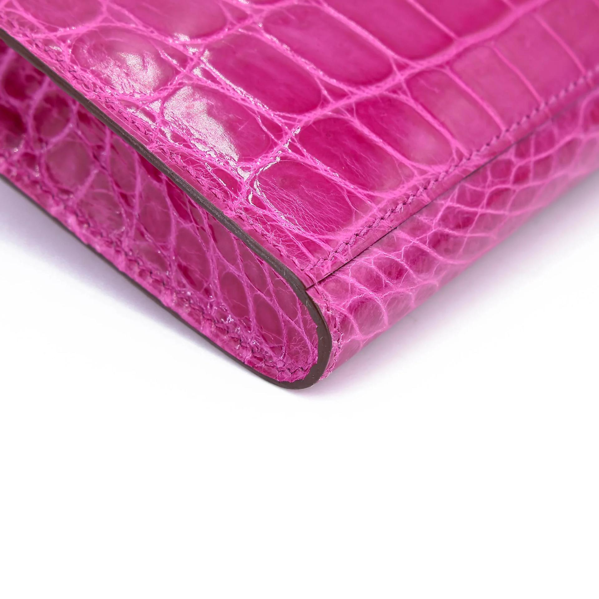 Very Good ( Rank A) HERMÈS Kelly Cut Rose Scheherazade (J5) Shiny Niloticus Crocodile Palladium hardware T (2015) - 11