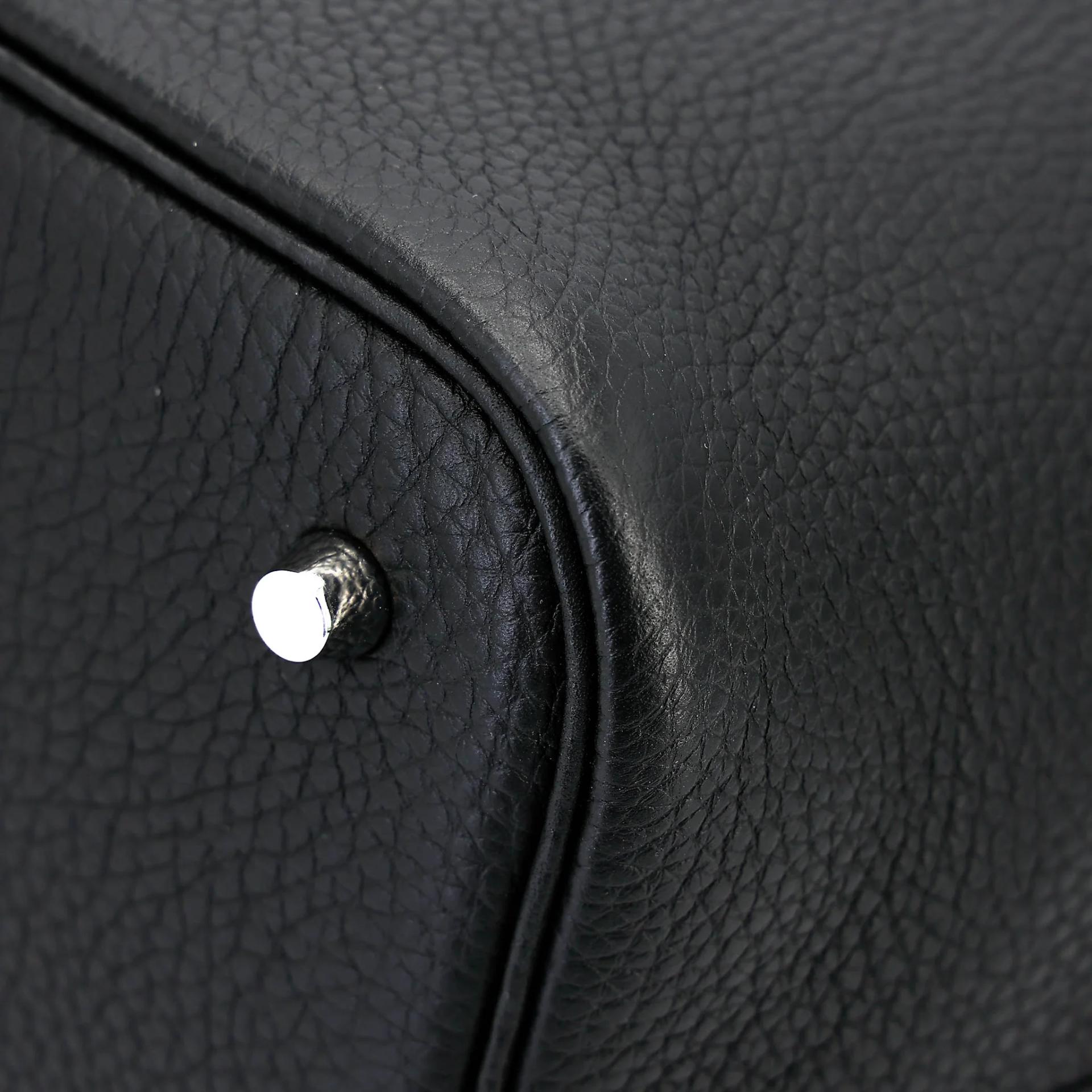 Very Good ( Rank A) HERMÈS Picotin Lock MM Noir (89) Clemence Palladium hardware Z (2021) - 9