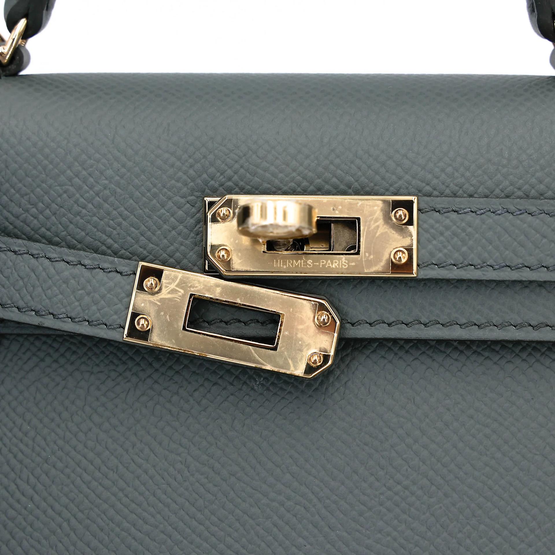 ランク NS 未使用品 HERMÈS エルメス ミニケリー2 ヴェール アマンド (63) エプソン シャンパンゴールド金具 K刻印 (2025) - 8