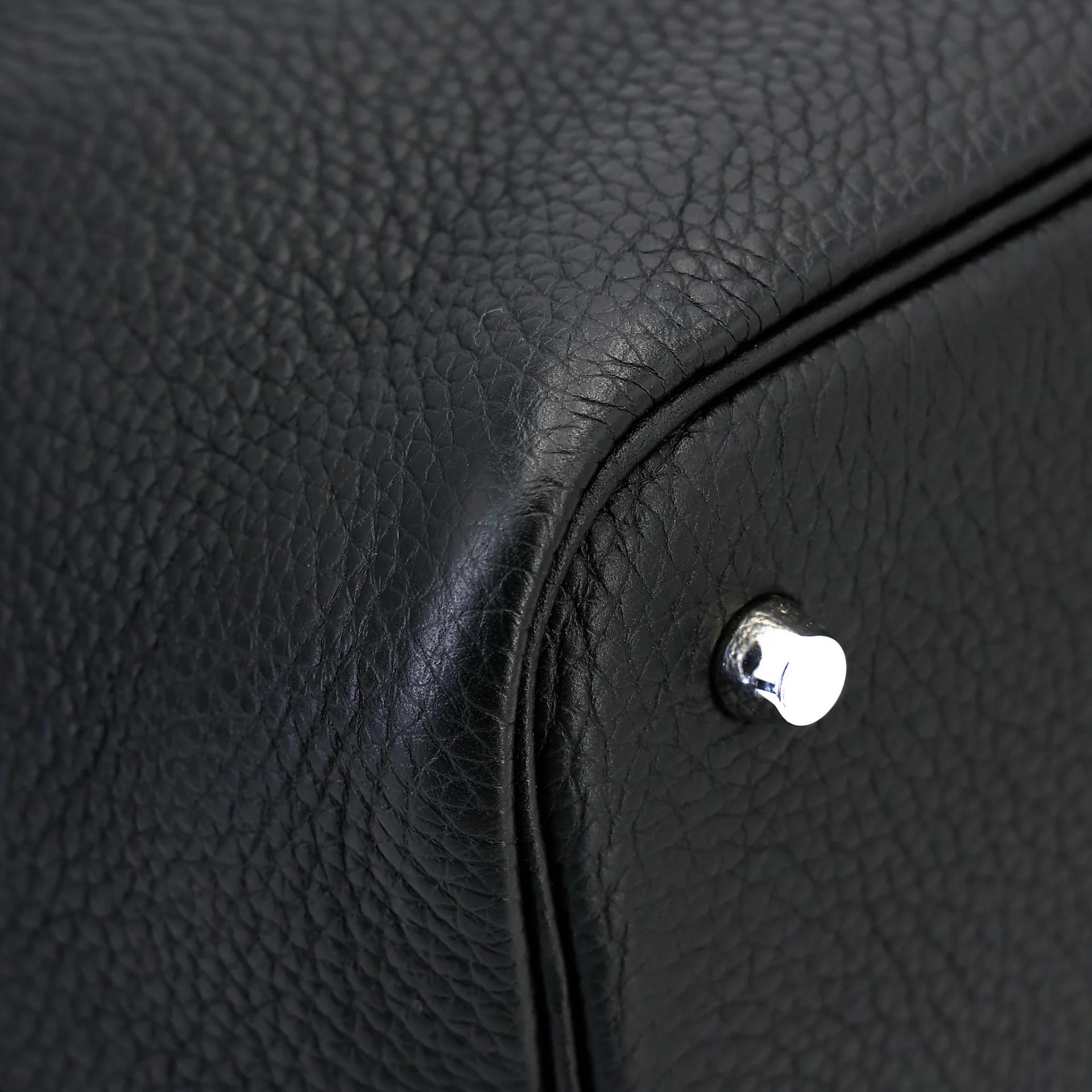 Very Good ( Rank A) HERMÈS Picotin Lock MM Noir (89) Clemence Palladium hardware Z (2021) - 8