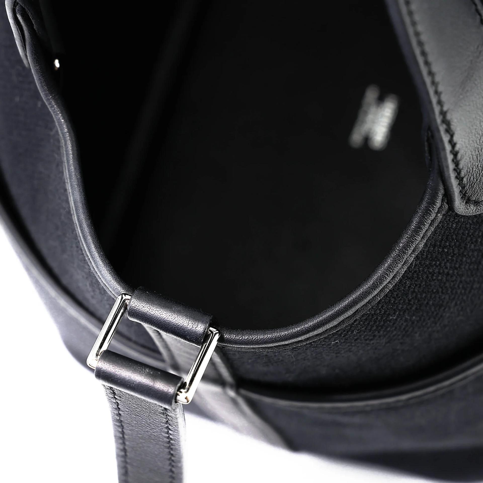 ランク A HERMÈS エルメス ピコタンロックPM ブラック (89) スイフト トワルアッシュ シルバー金具 U刻印 (2022) - 14