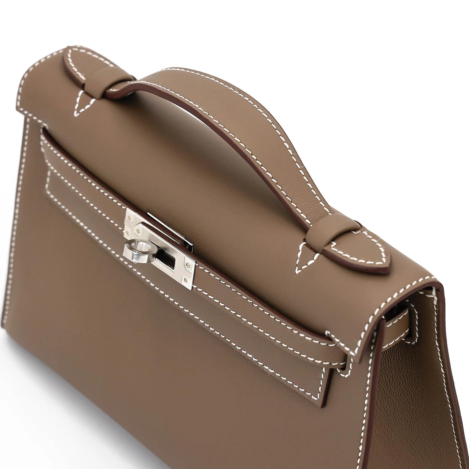ランク N 新品 HERMÈS エルメス ポシェットケリー エトゥープ (18) スイフト シルバー金具 G刻印 (2026) - 3