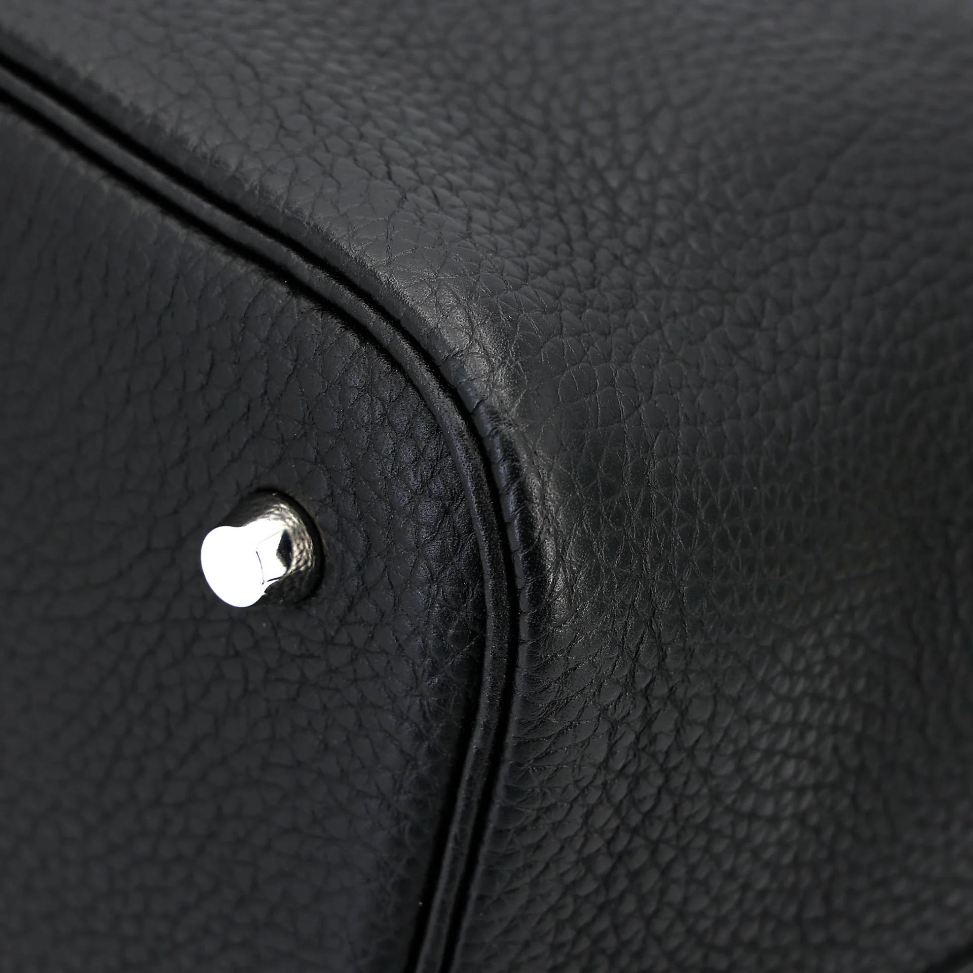 Very Good ( Rank A) HERMÈS Picotin Lock MM Noir (89) Clemence Palladium hardware Z (2021) - 7