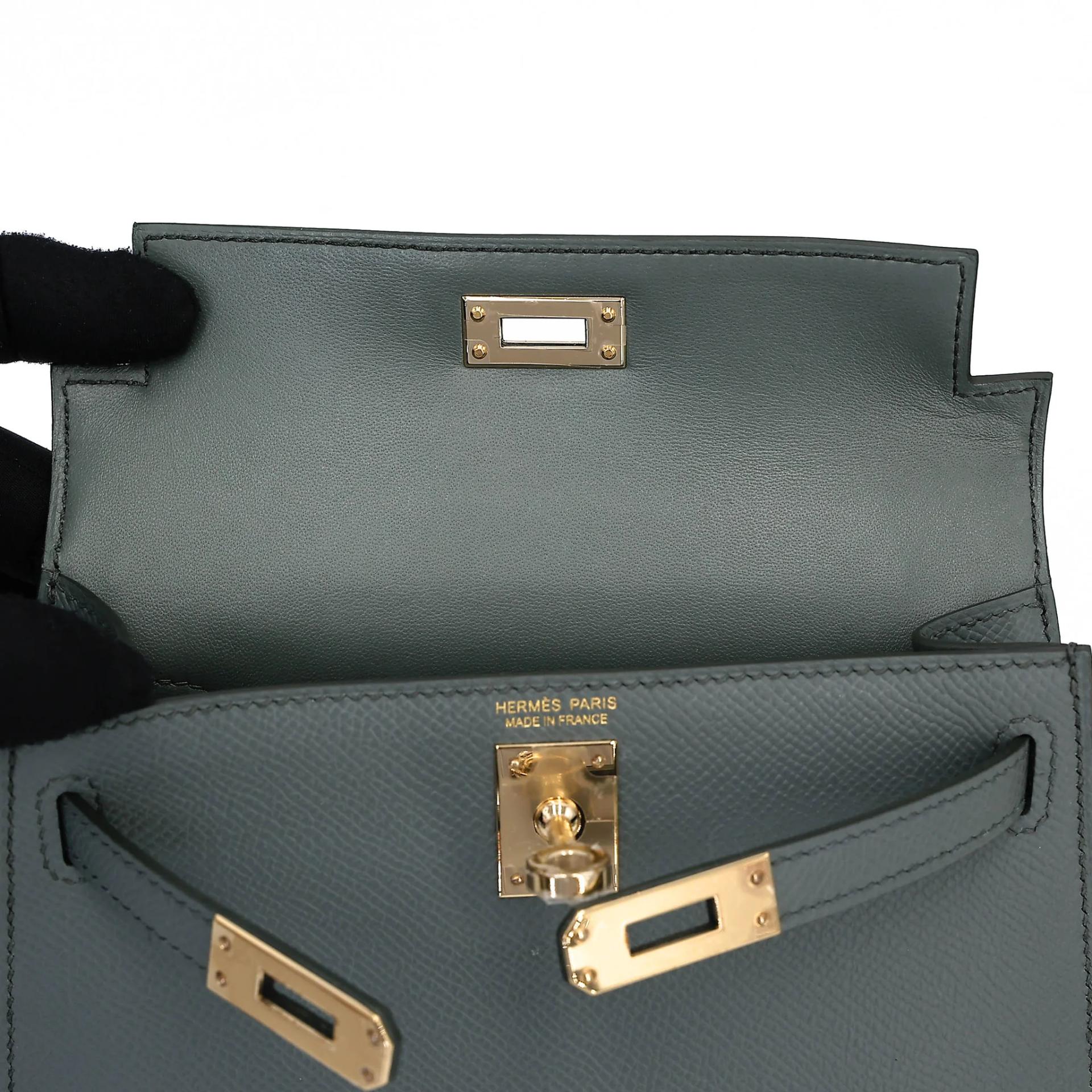 ランク NS 未使用品 HERMÈS エルメス ミニケリー2 ヴェール アマンド (63) エプソン シャンパンゴールド金具 K刻印 (2025) - 12