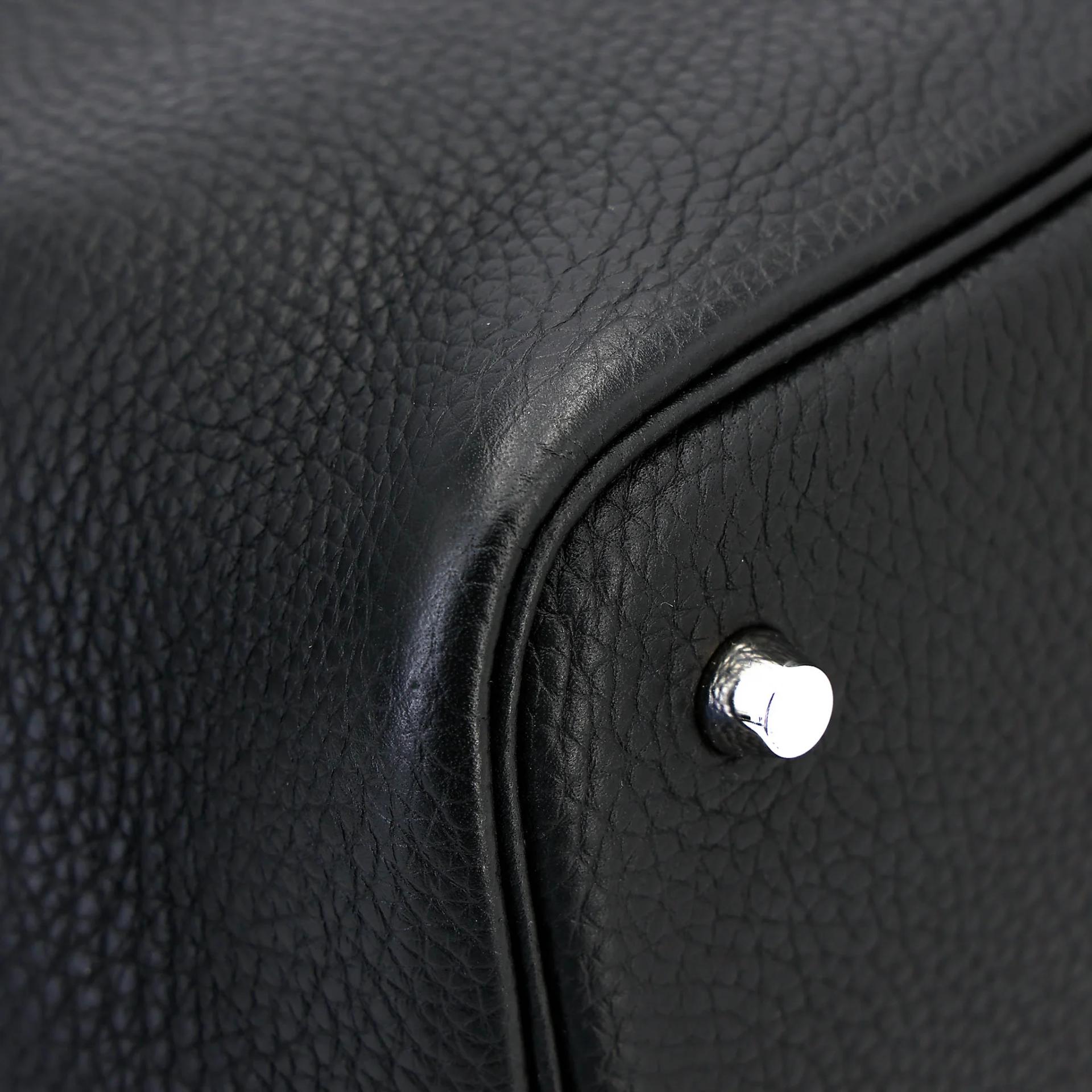 Very Good ( Rank A) HERMÈS Picotin Lock MM Noir (89) Clemence Palladium hardware Z (2021) - 10
