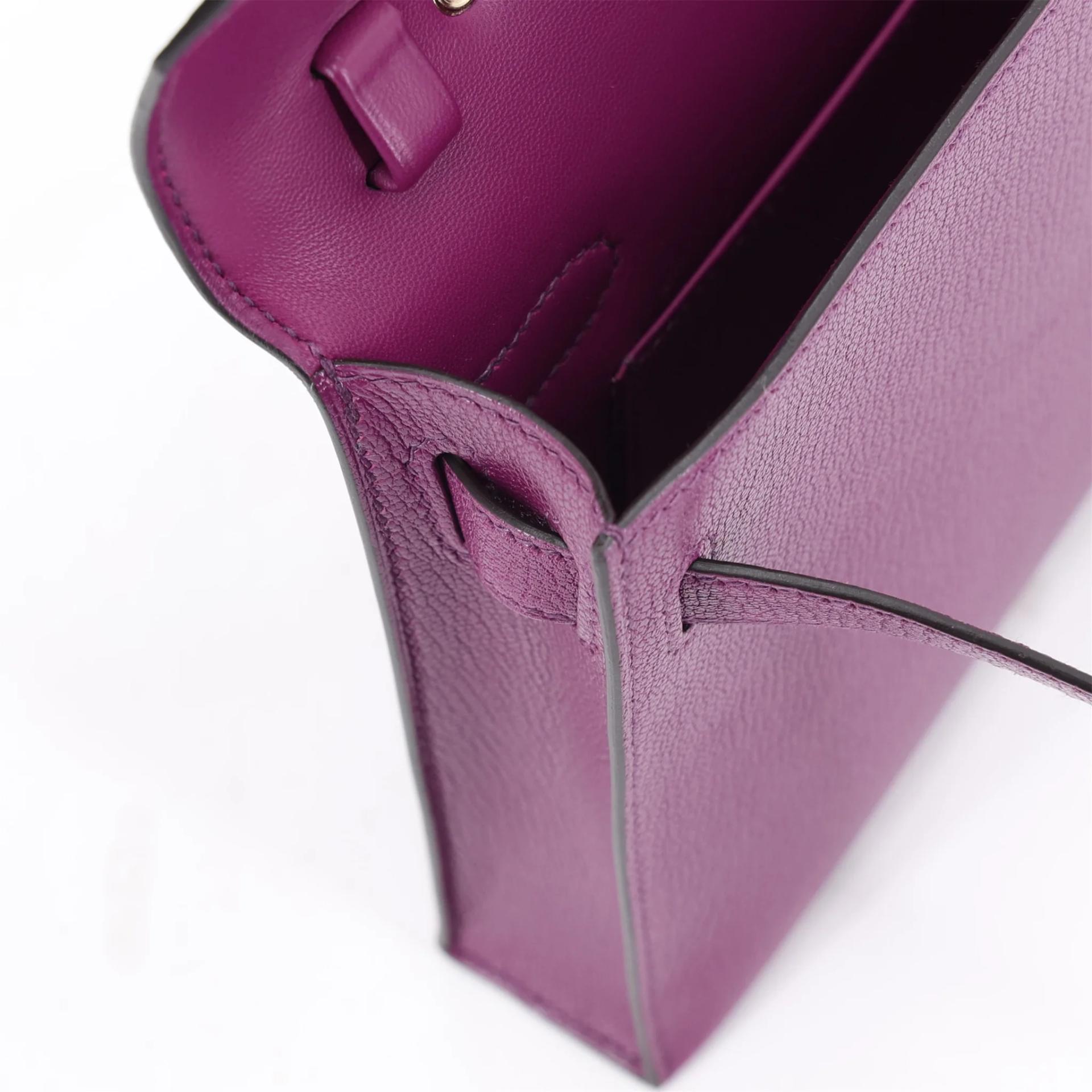 未使用保存品 HERMÈS 爱马仕 Kelly Elan P9 海葵紫 Anemone Chevre山羊皮 香槟金扣 W刻 2024年 - 11