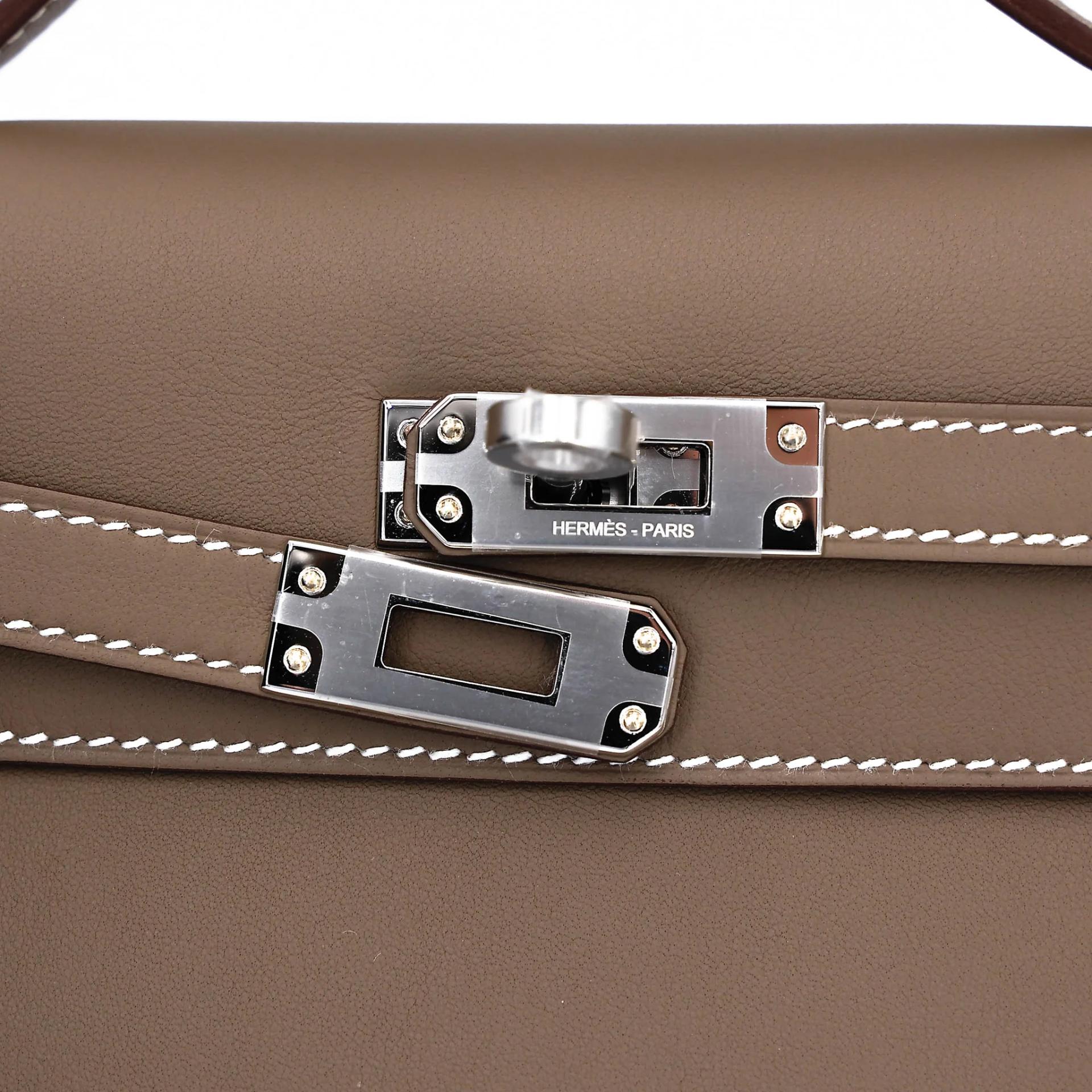 ランク N 新品 HERMÈS エルメス ポシェットケリー エトゥープ (18) スイフト シルバー金具 G刻印 (2026) - 8