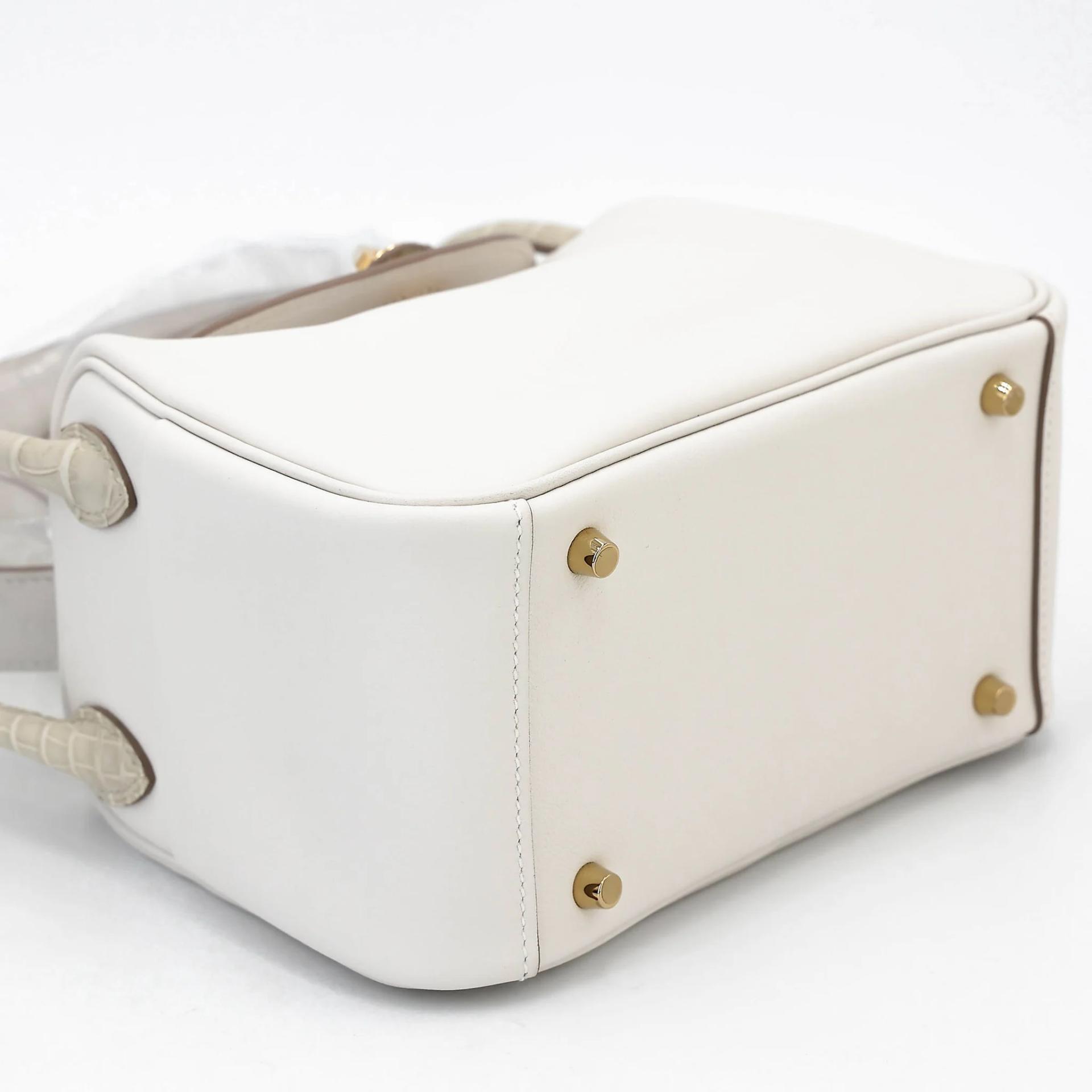 Unused ( Rank NS ) HERMÈS Mini Lindy II Touch Gris Perle (80) Beton (8L) Swift Matte Alligator Gold hardware W (2024) - 5