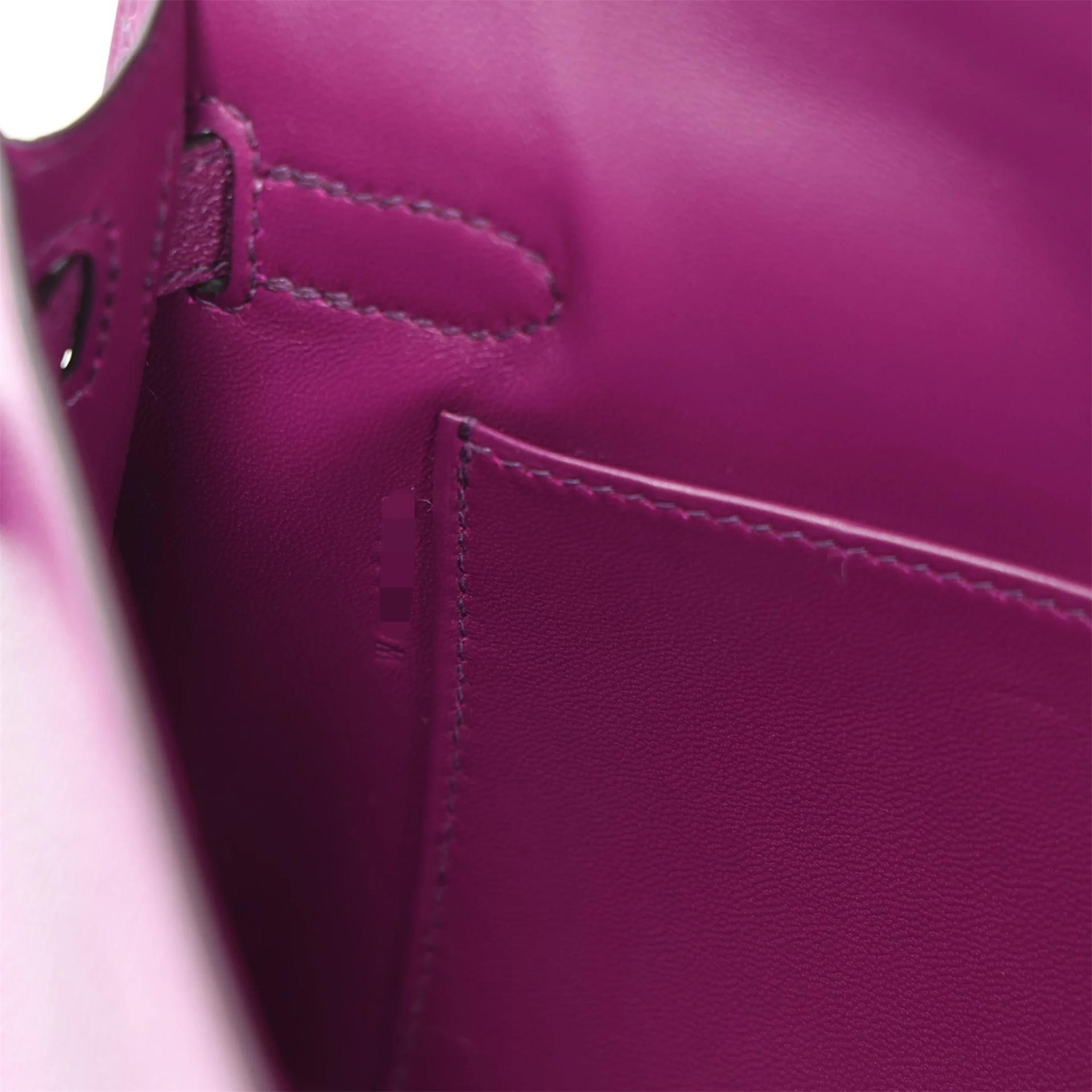 未使用保存品 HERMÈS 爱马仕 Kelly Elan P9 海葵紫 Anemone Chevre山羊皮 香槟金扣 W刻 2024年 - 13