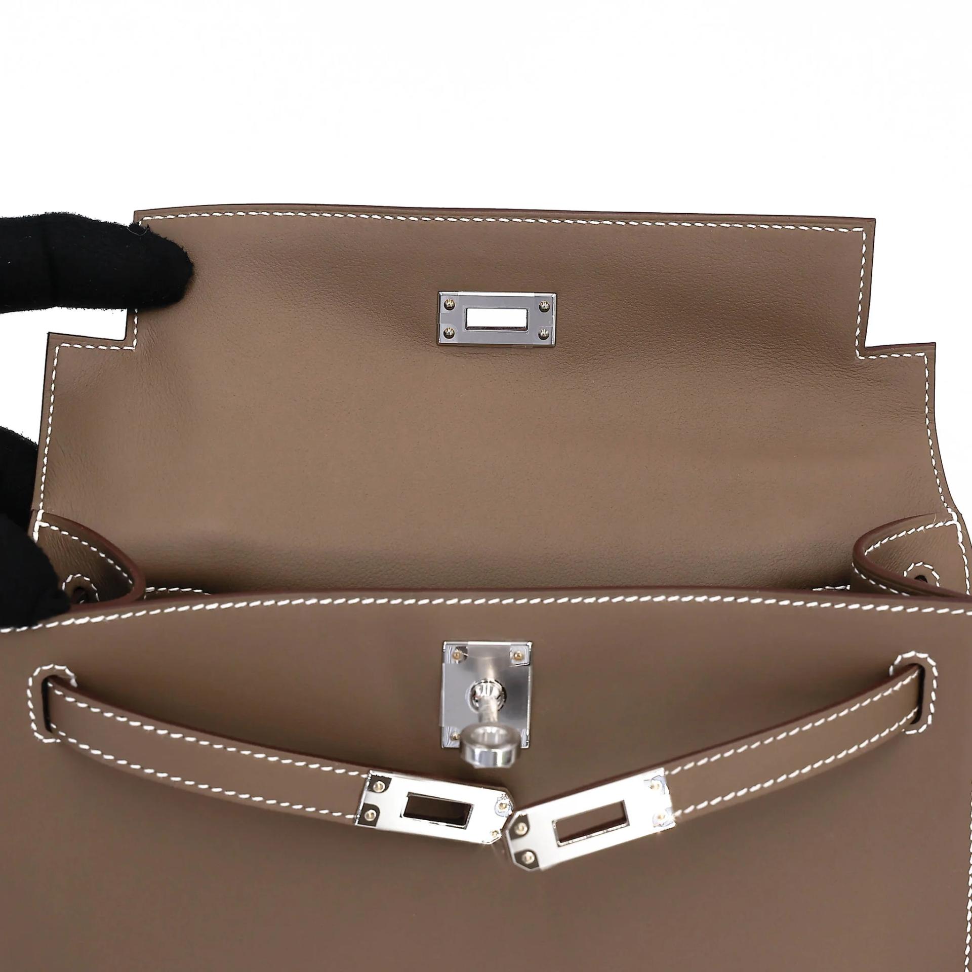 ランク N 新品 HERMÈS エルメス ポシェットケリー エトゥープ (18) スイフト シルバー金具 G刻印 (2026) - 12