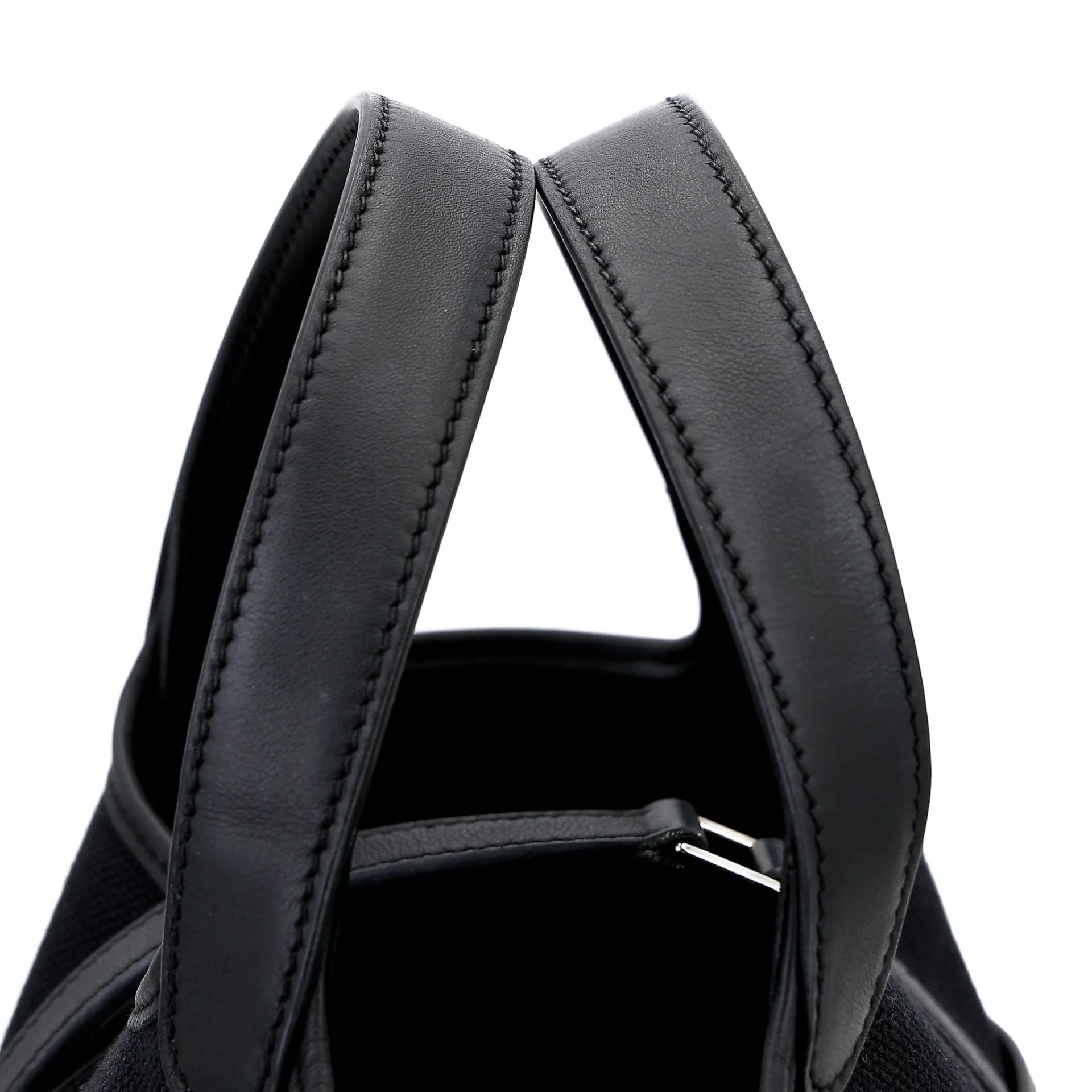 ランク A HERMÈS エルメス ピコタンロックPM ブラック (89) スイフト トワルアッシュ シルバー金具 U刻印 (2022) - 3