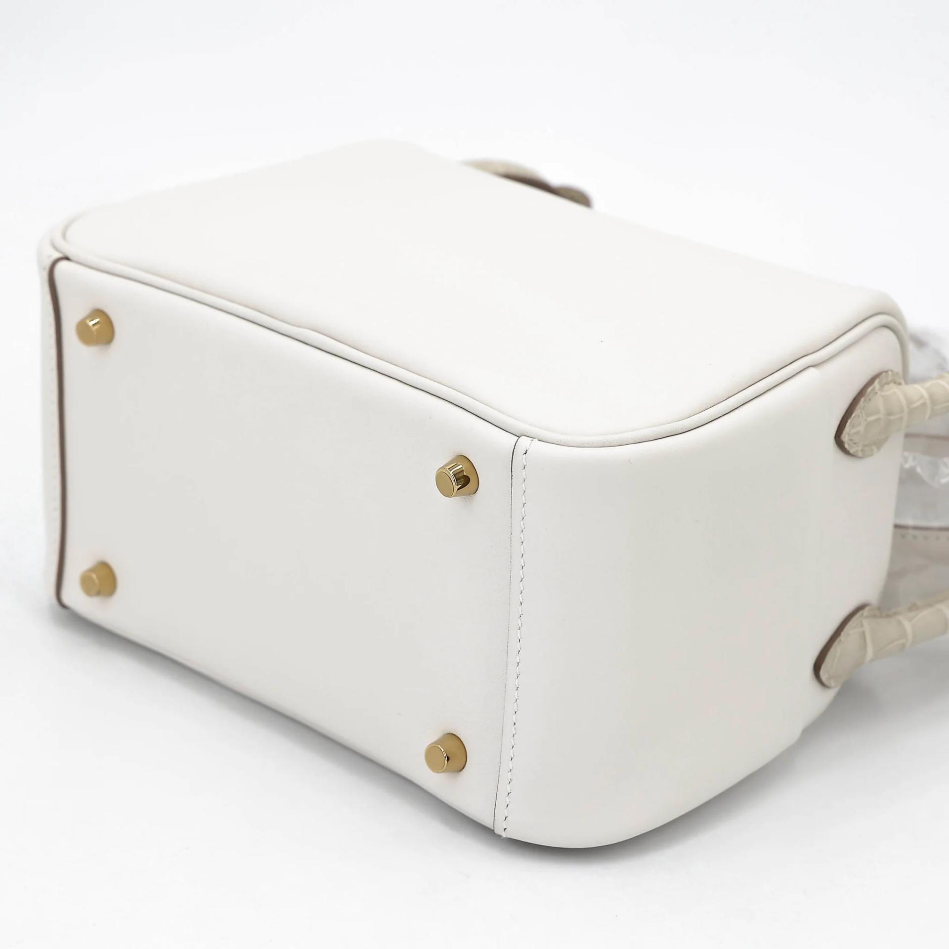 Unused ( Rank NS ) HERMÈS Mini Lindy II Touch Gris Perle (80) Beton (8L) Swift Matte Alligator Gold hardware W (2024) - 6