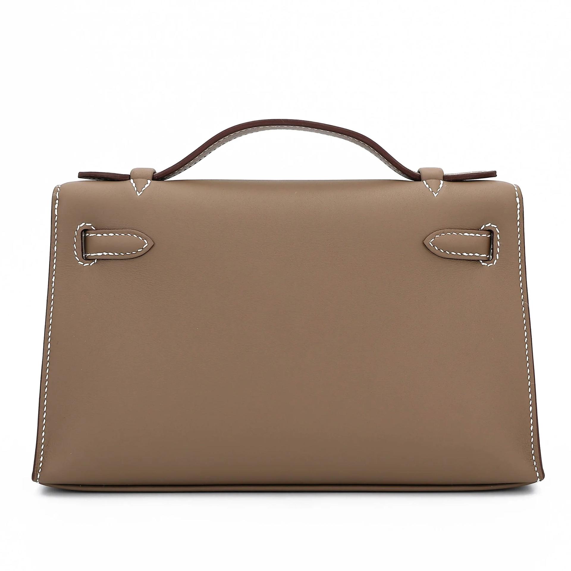 ランク N 新品 HERMÈS エルメス ポシェットケリー エトゥープ (18) スイフト シルバー金具 G刻印 (2026) - 2