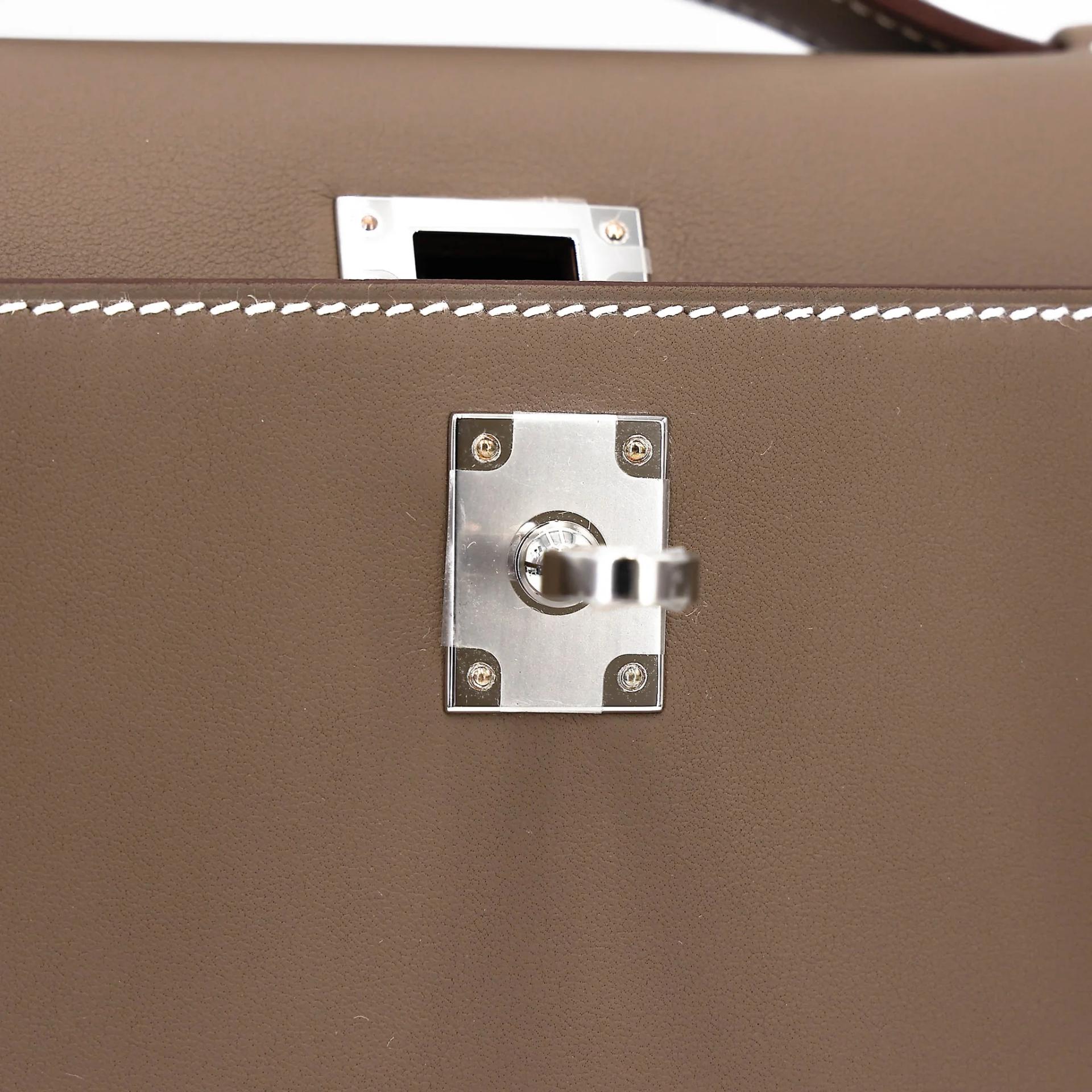 ランク N 新品 HERMÈS エルメス ポシェットケリー エトゥープ (18) スイフト シルバー金具 G刻印 (2026) - 13