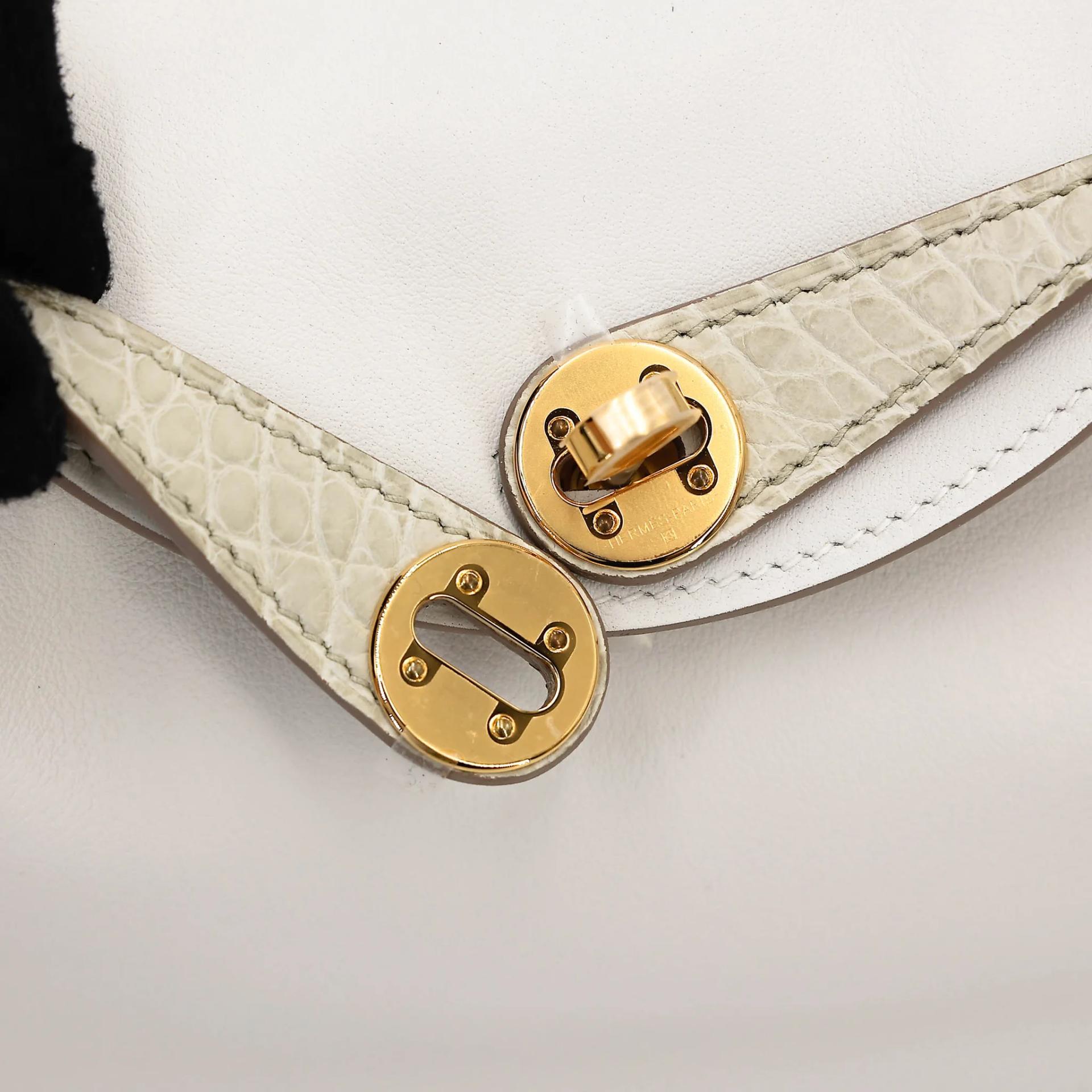 Unused ( Rank NS ) HERMÈS Mini Lindy II Touch Gris Perle (80) Beton (8L) Swift Matte Alligator Gold hardware W (2024) - 10