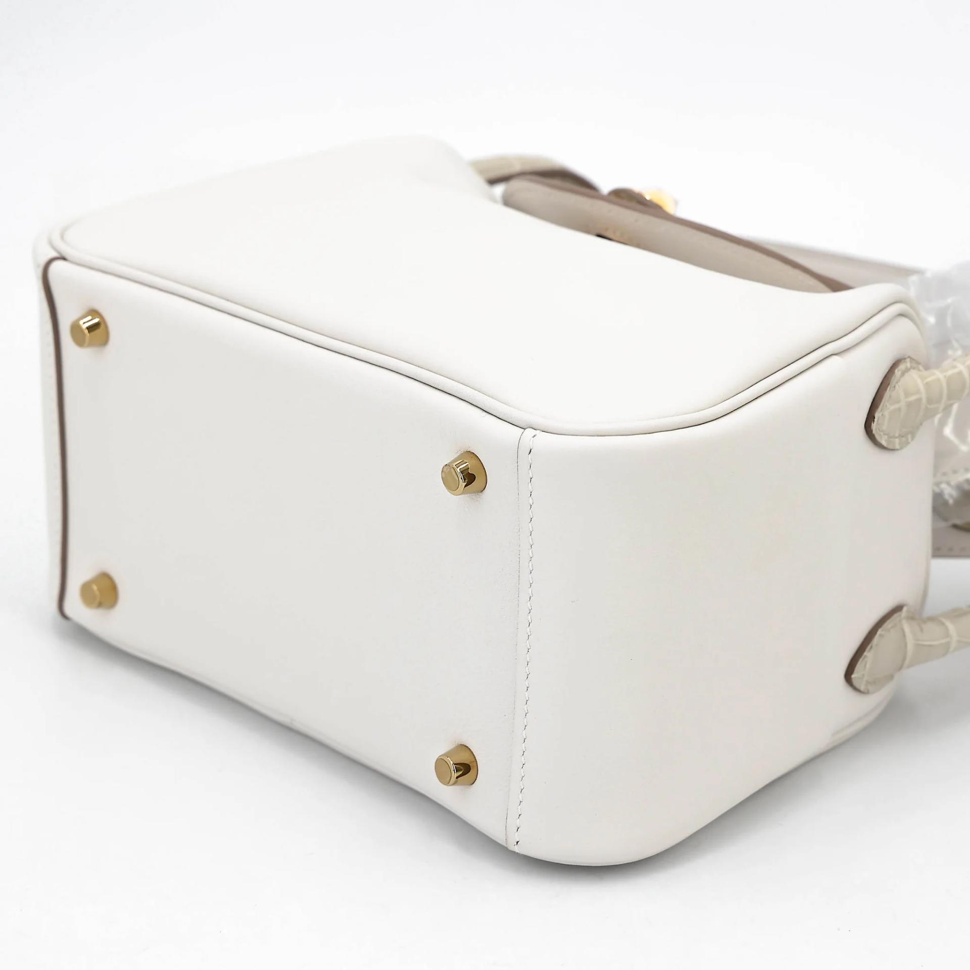 Unused ( Rank NS ) HERMÈS Mini Lindy II Touch Gris Perle (80) Beton (8L) Swift Matte Alligator Gold hardware W (2024) - 4