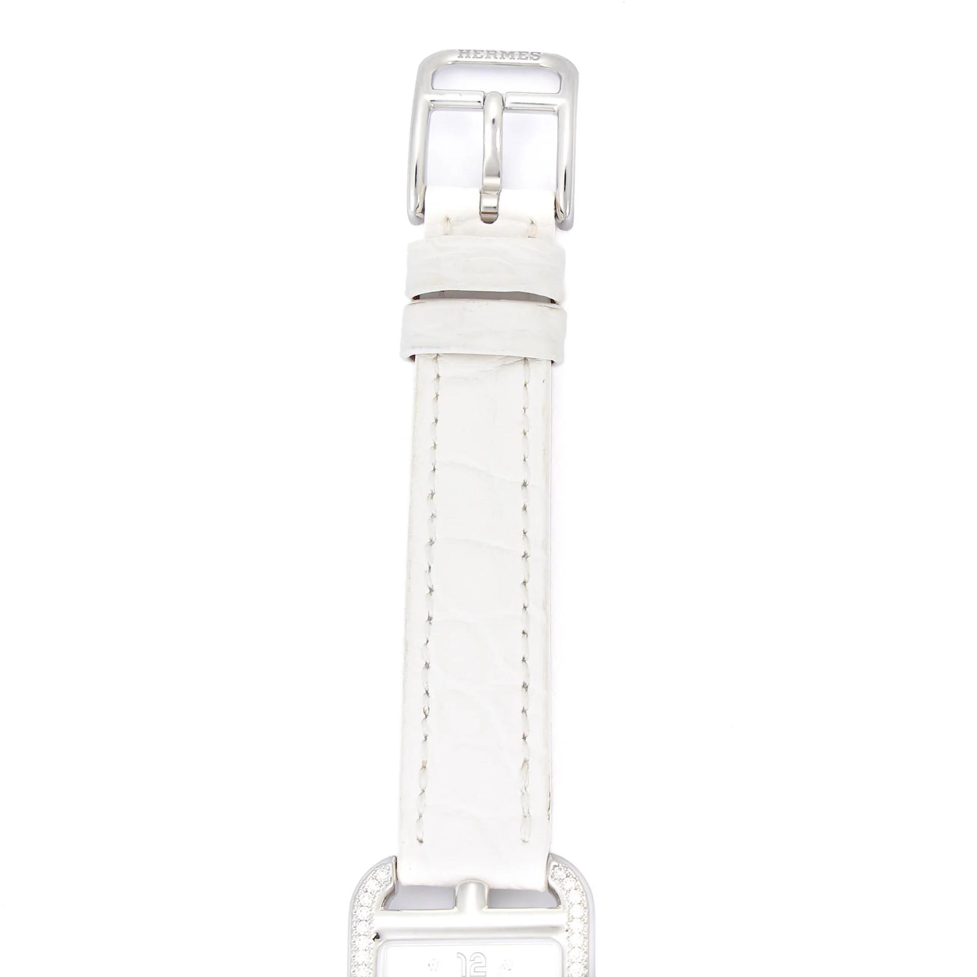 ランク NS 未使用品 HERMÈS エルメス 腕時計 ケープコッド 31 mm ホワイト (01) ダイヤモンド クロコダイル アリゲーター シルバー金具 不明 - 3