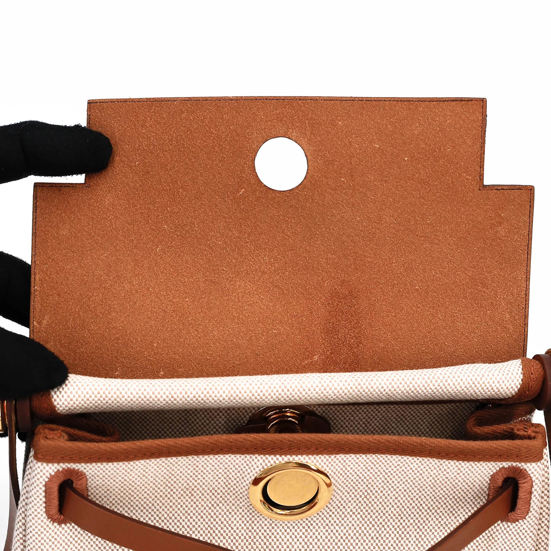 ランク N 新品 HERMÈS エルメス エールバッグジップ ミニ 20 フォーブ (34) トワルアッシュ ヴァッシュハンター ゴールド金具 W刻印 (2024) - 15