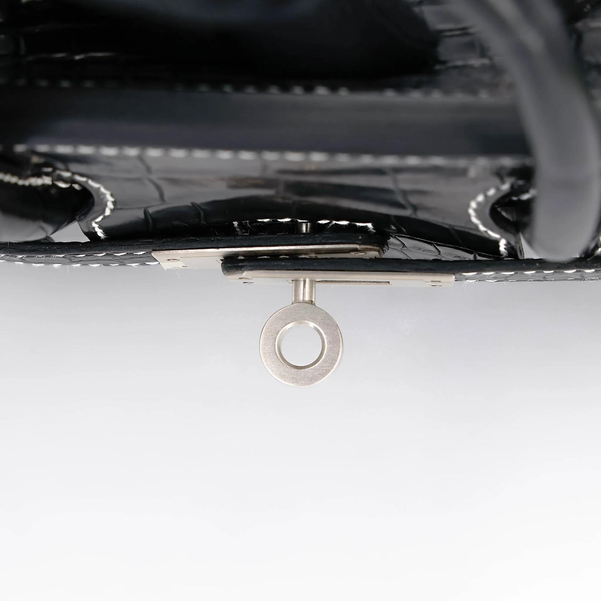 ランク SA HERMÈS エルメス バーキン25 ブラック (89) グリパール (80) クロコダイル アリゲーター マット マットシルバー金具 B刻印 (2023) - 10