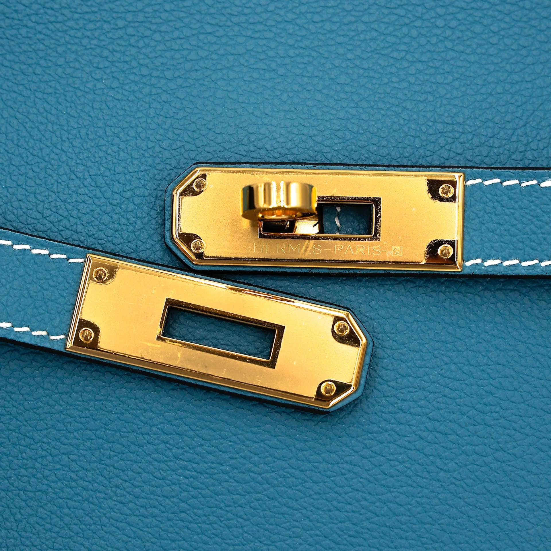 ランク SA HERMÈS エルメス ジプシエールミニ ニューブルージーン (D2) エバーカラー ゴールド金具 B刻印 (2023) - 9