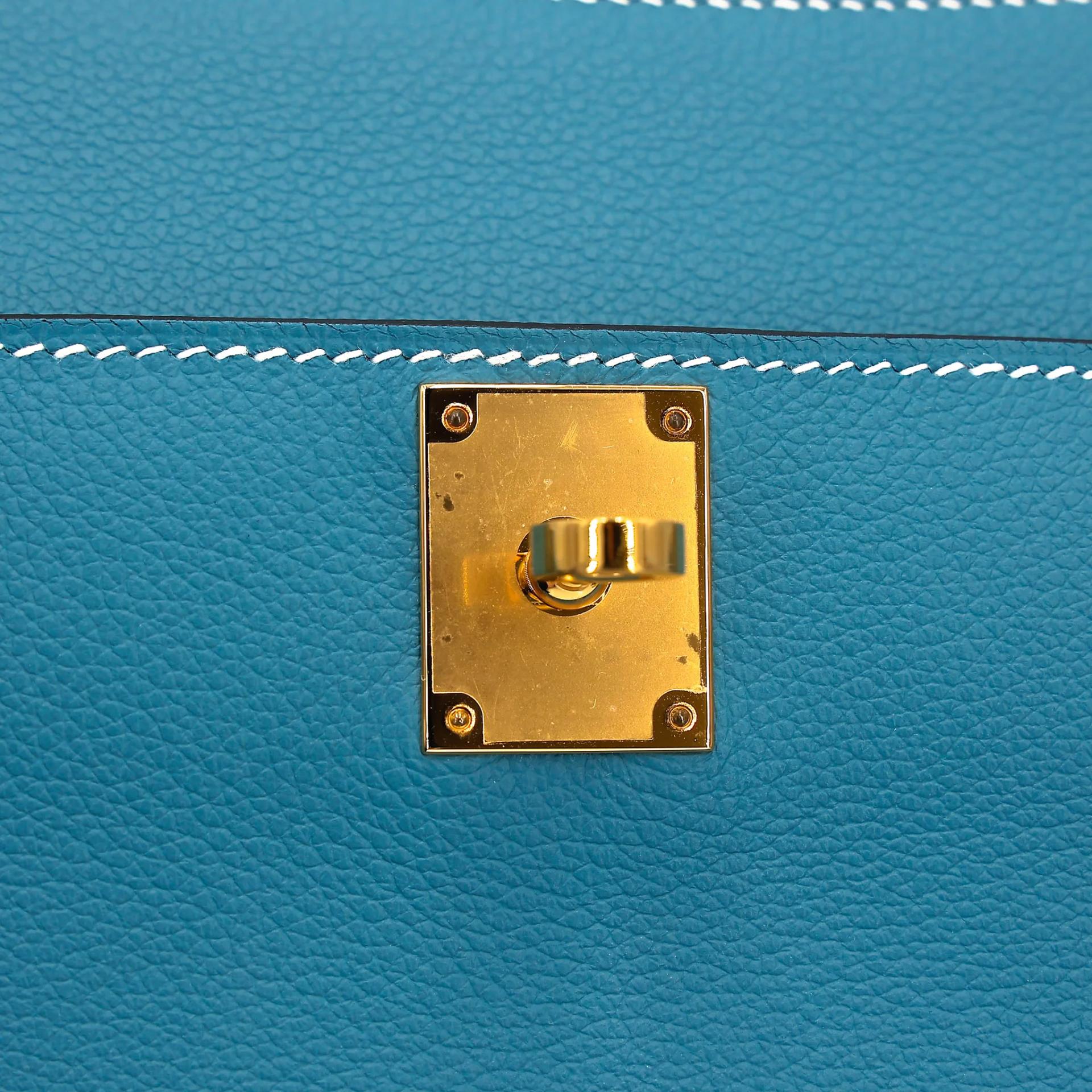 ランク SA HERMÈS エルメス ジプシエールミニ ニューブルージーン (D2) エバーカラー ゴールド金具 B刻印 (2023) - 14