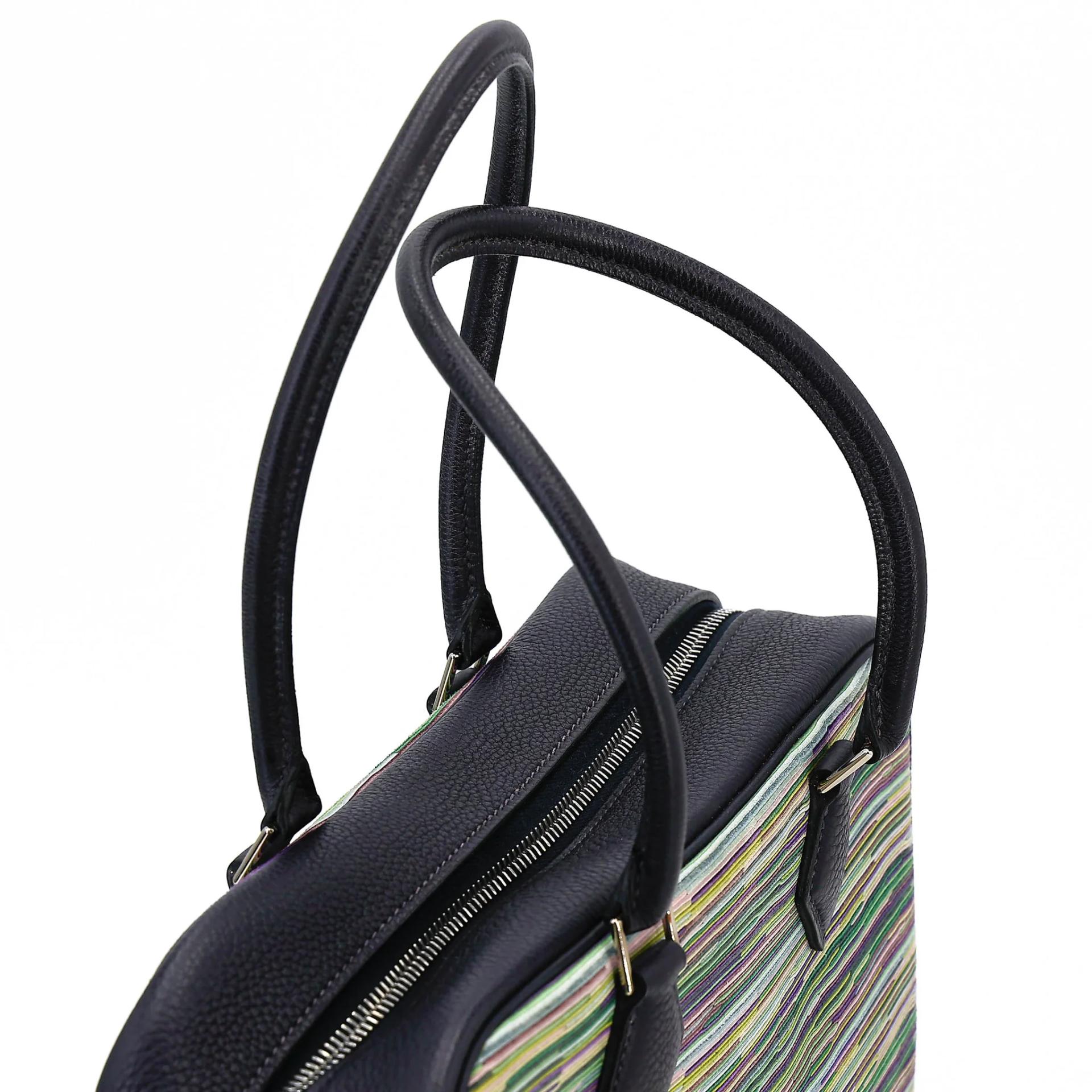 ランク A HERMÈS エルメス 限定品 プリュム 28 ブルー ヴィブラート シルバー金具 □G刻印 (2003) - 12
