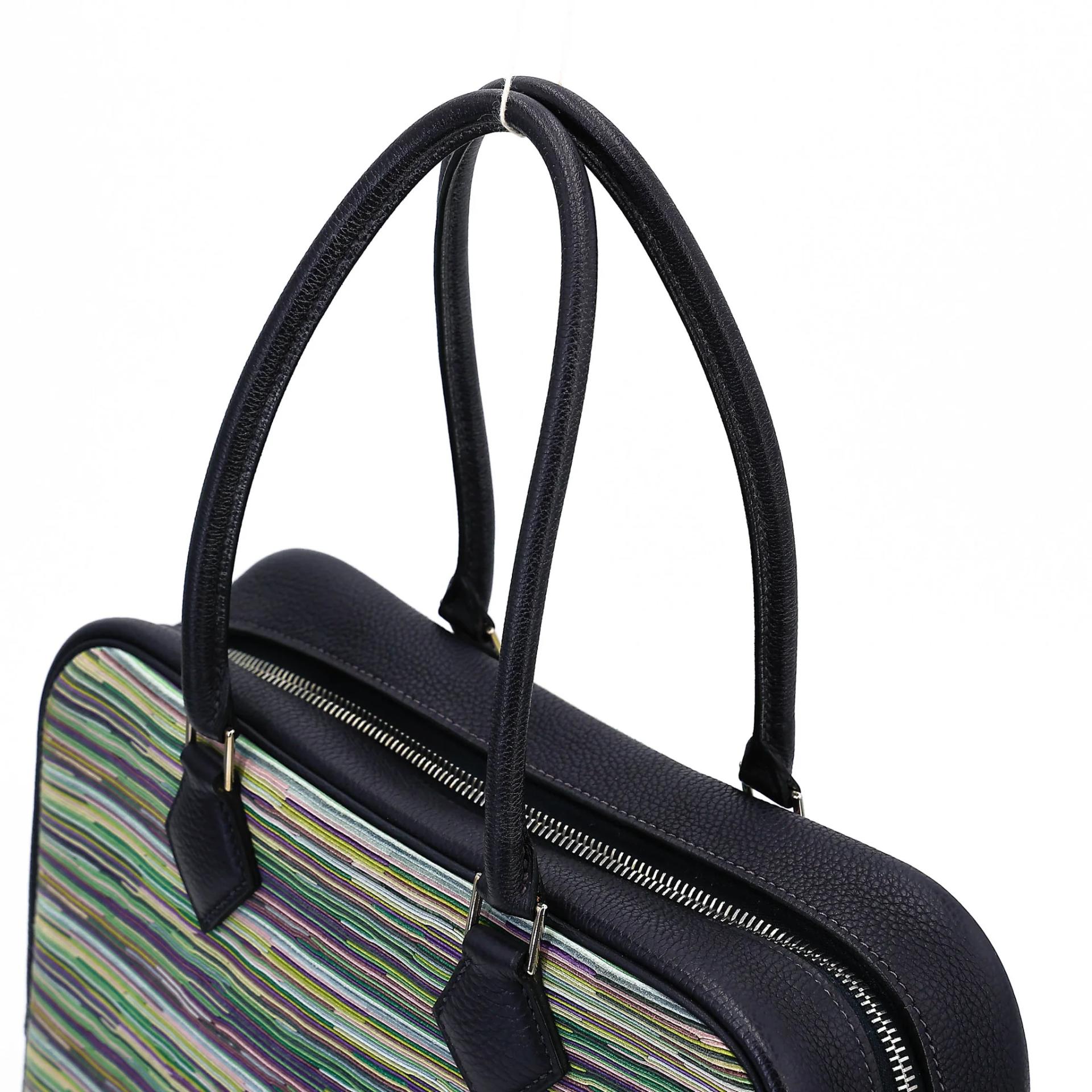 ランク A HERMÈS エルメス 限定品 プリュム 28 ブルー ヴィブラート シルバー金具 □G刻印 (2003) - 3