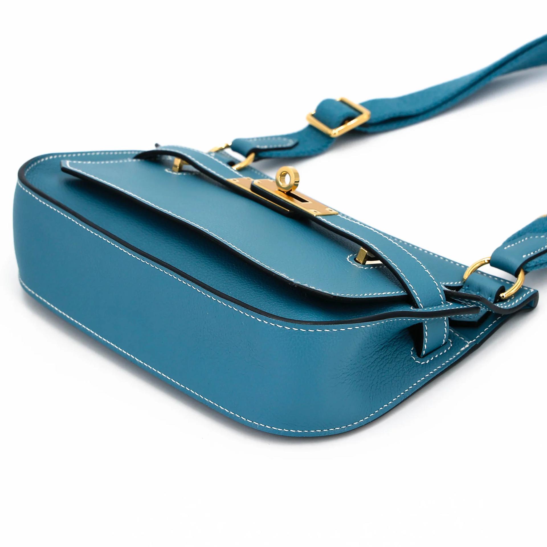 ランク SA HERMÈS エルメス ジプシエールミニ ニューブルージーン (D2) エバーカラー ゴールド金具 B刻印 (2023) - 5