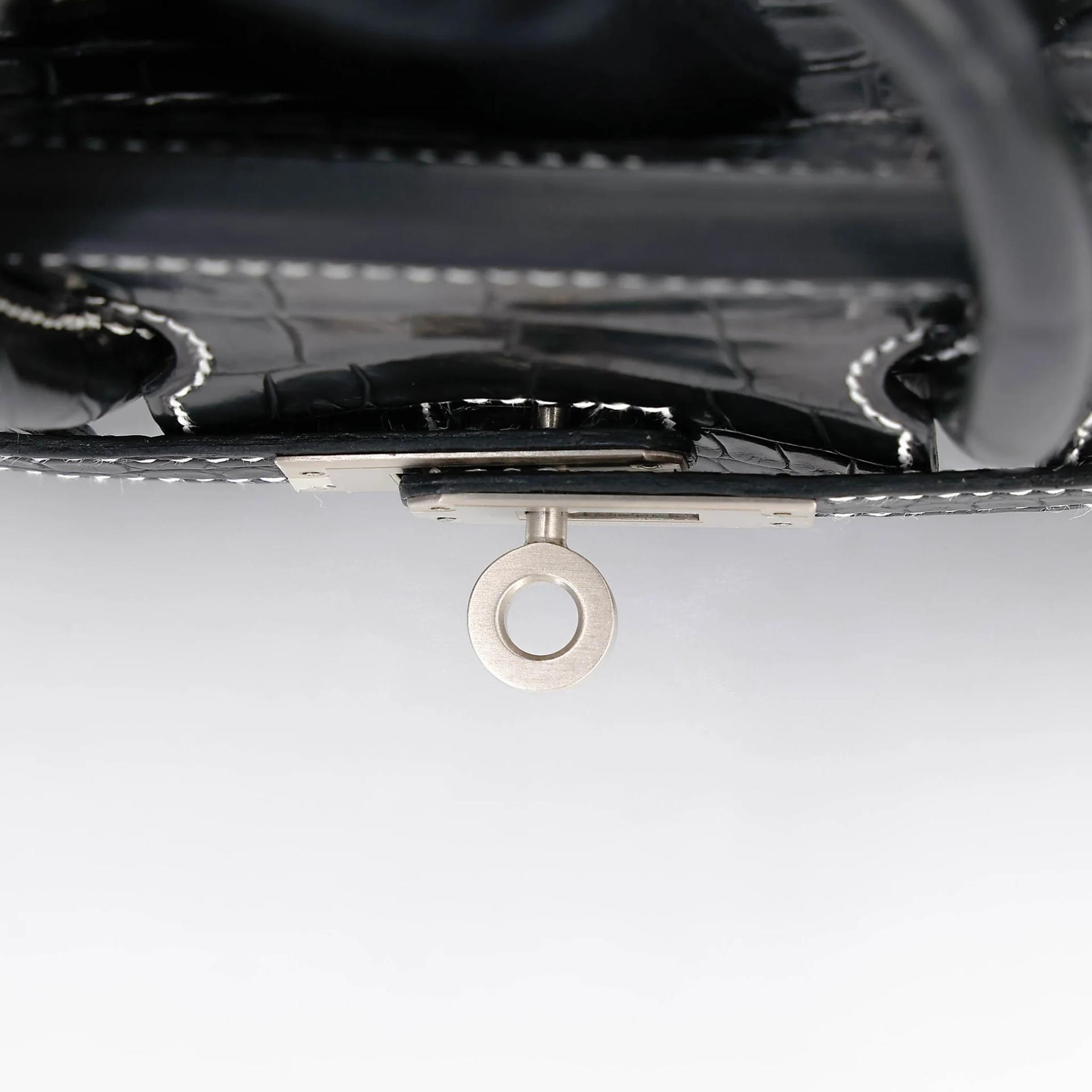 ランク SA HERMÈS エルメス バーキン25 ブラック (89) グリパール (80) クロコダイル アリゲーター マット マットシルバー金具 B刻印 (2023) - 9
