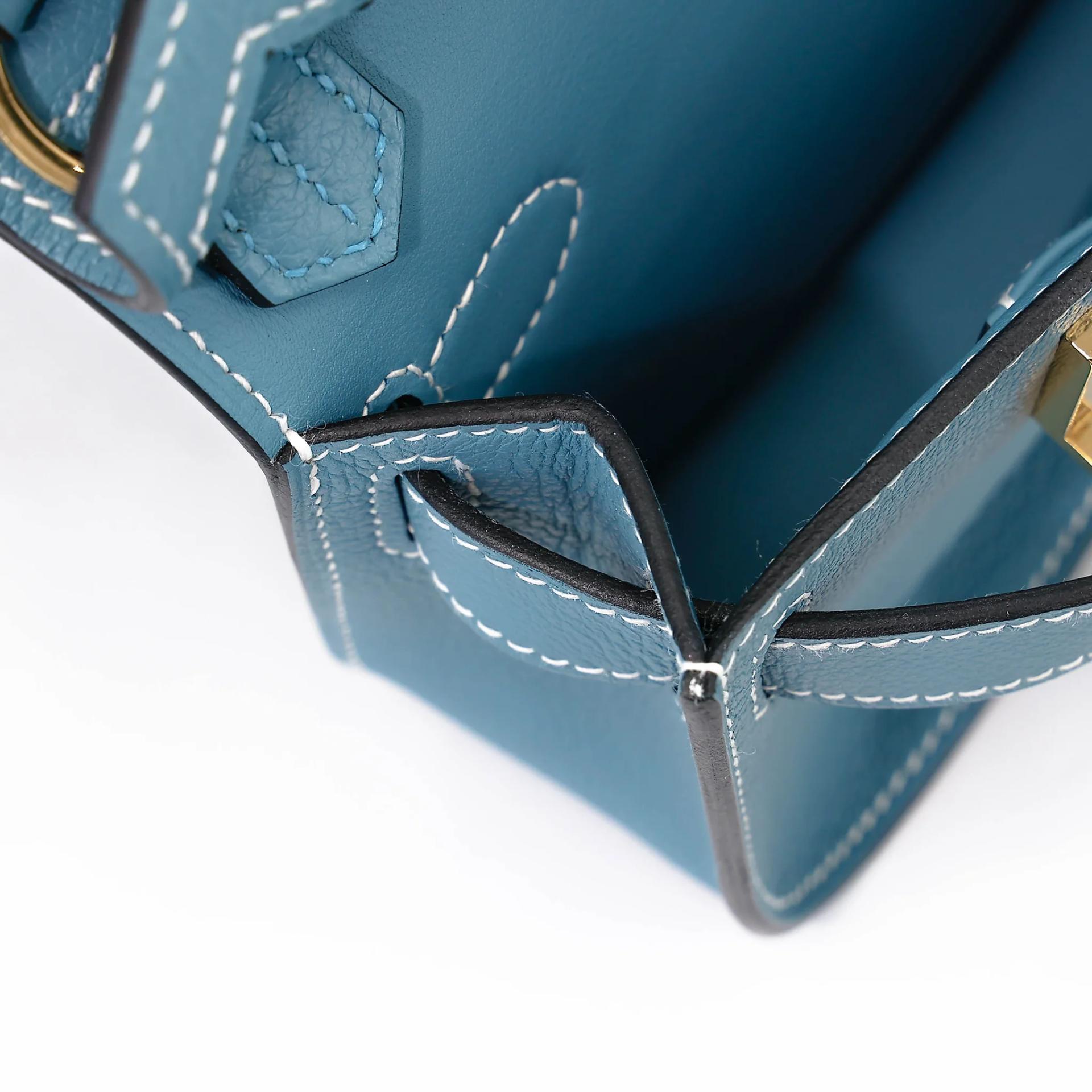 ランク SA HERMÈS エルメス ジプシエールミニ ニューブルージーン (D2) エバーカラー ゴールド金具 B刻印 (2023) - 17